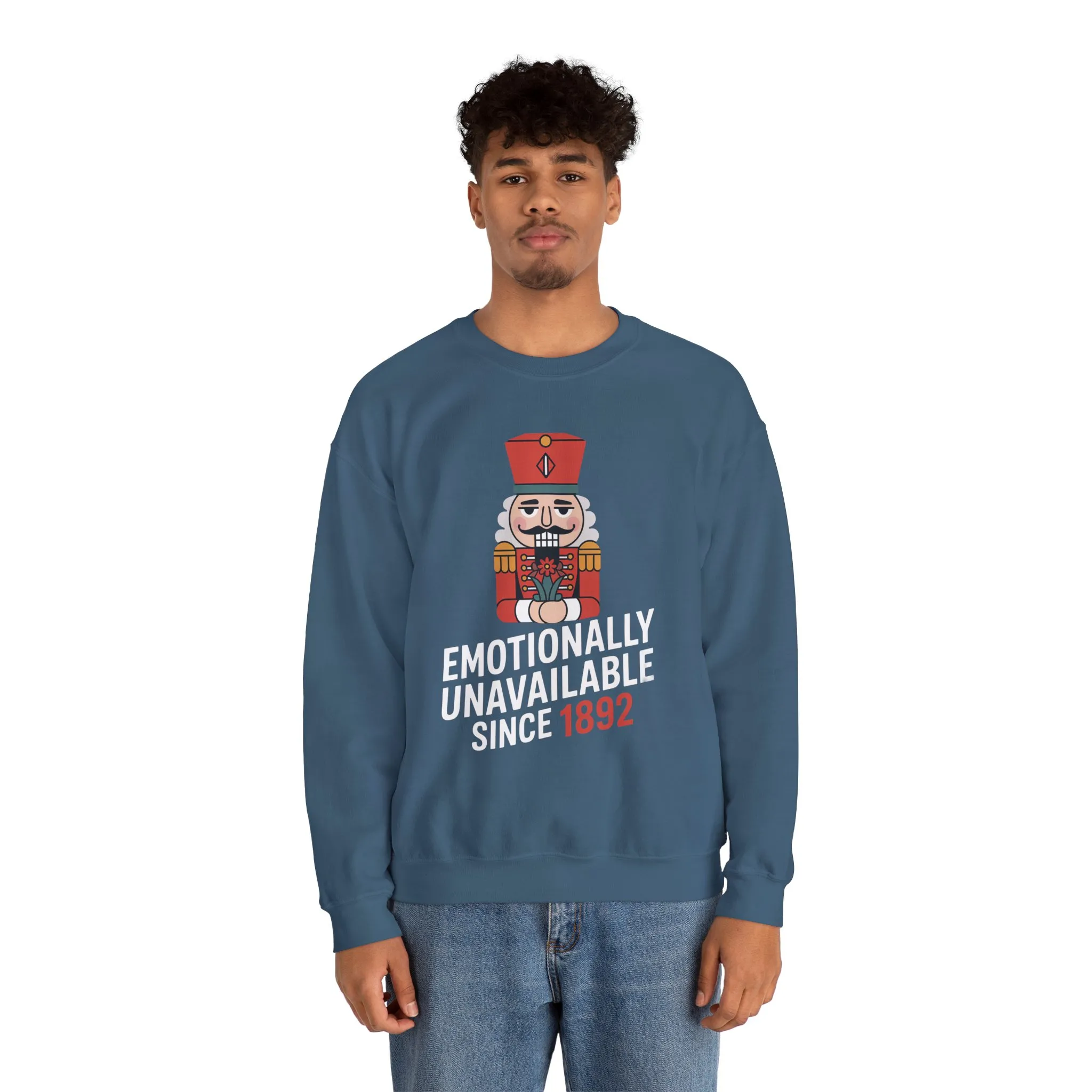 Emotionally Unavailable Since 1892 Men's Sweatshirt, Funny Nutcracker Christmas Sweater, Holiday Gift for Him - Image 3