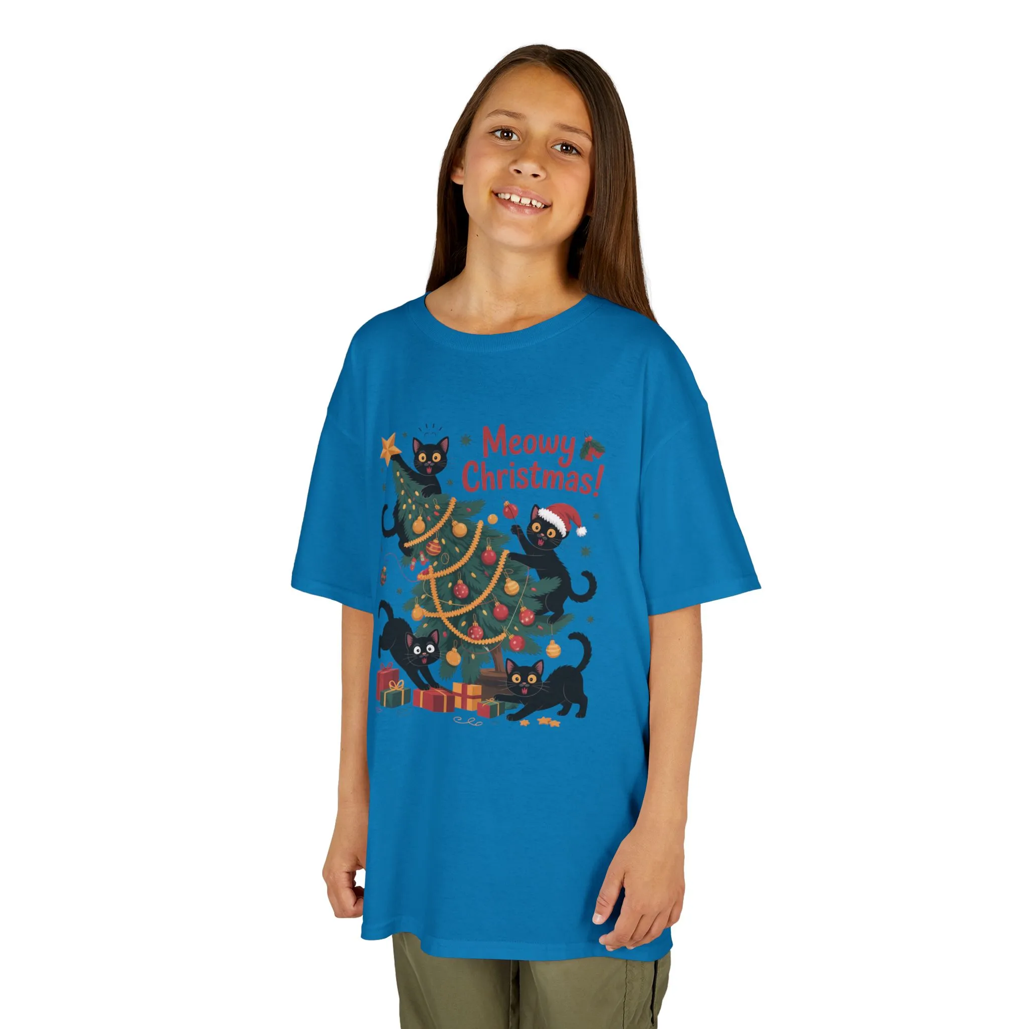 Kids Funny Cat Christmas Tree T-Shirt, Cute Black Cats Holiday Tee, Christmas Cat Chaos Shirt for Girls - Image 11