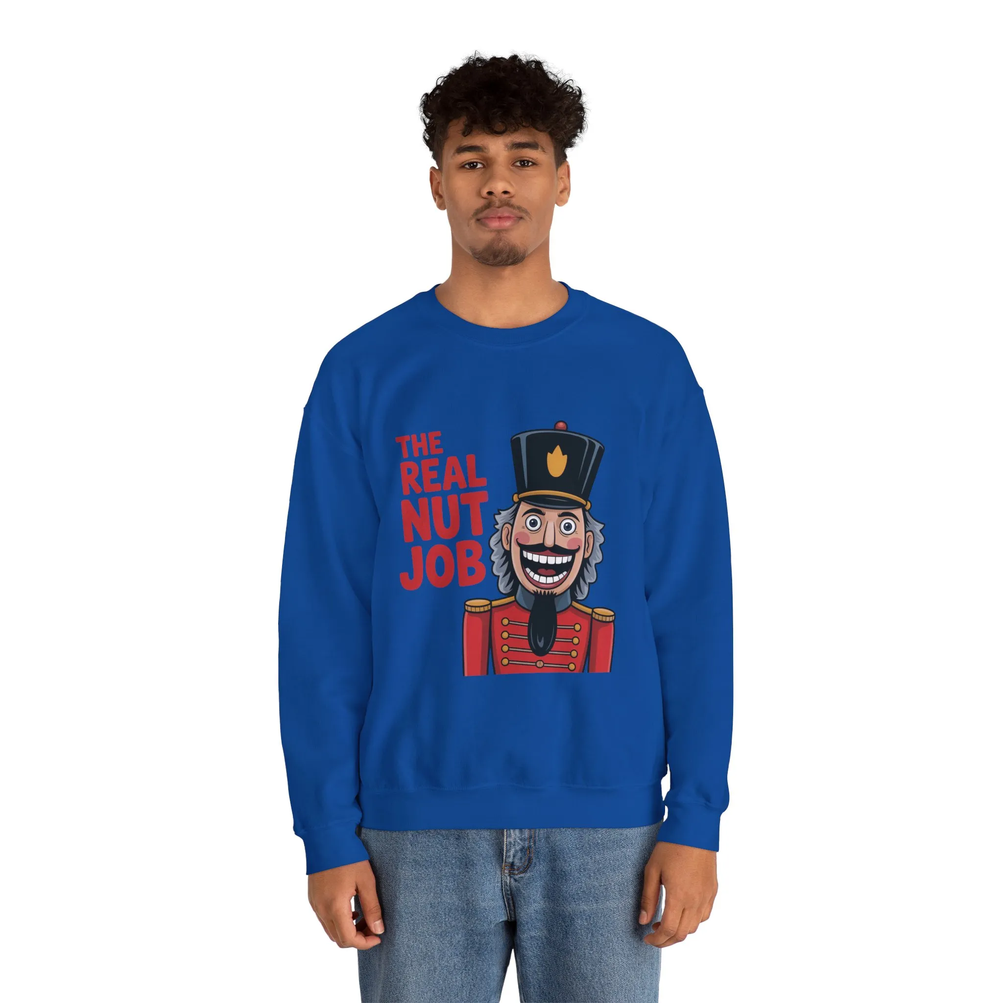 The Real Nut Job Men's Sweatshirt, Funny Nutcracker Christmas Sweater, Holiday Gift for Him - Image 17