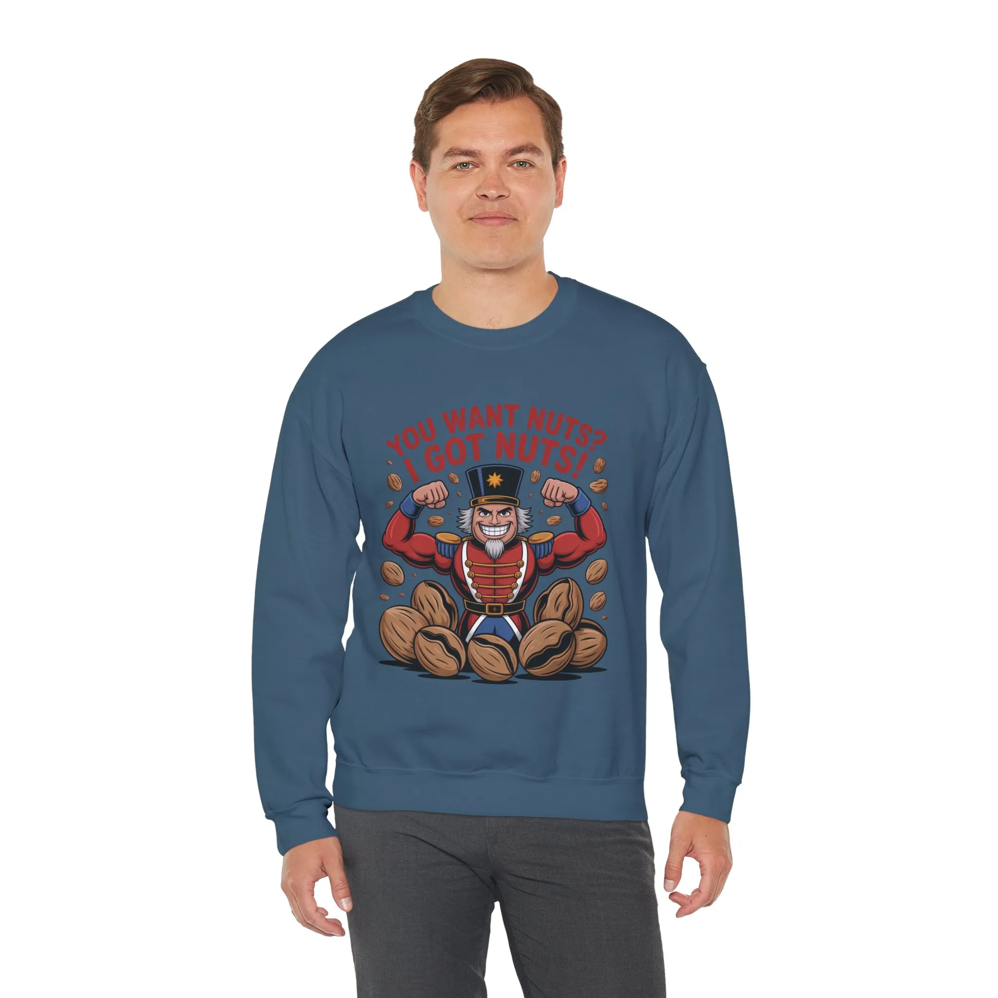 You Want Nuts? Got Nuts! Men's Sweatshirt, Funny Nutcracker Christmas Sweater, Holiday Gift for Him - Image 15