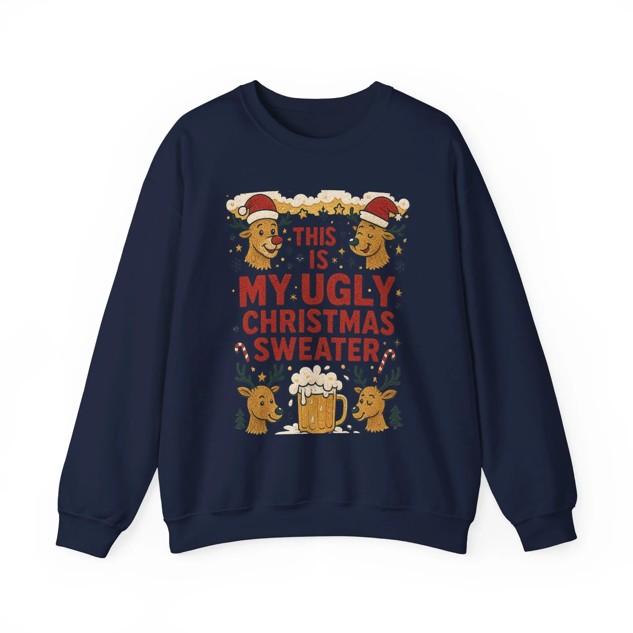 This Is My Ugly Christmas Sweater Men's Sweatshirt, Funny Beer - Reindeer Holiday Pullover, Classic Knit Style, Xmas Party Outfit - Image 19