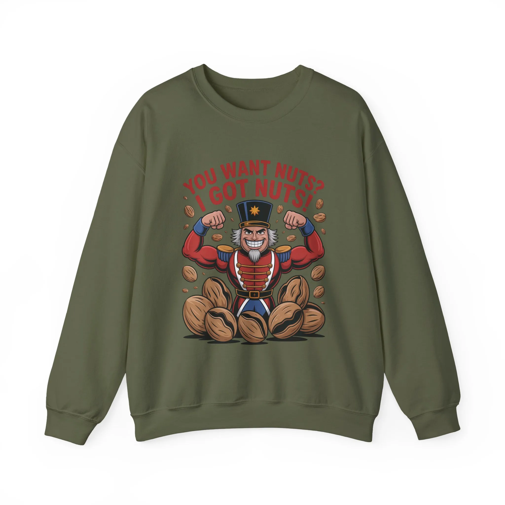 You Want Nuts? Got Nuts! Men's Sweatshirt, Funny Nutcracker Christmas Sweater, Holiday Gift for Him - Image 7
