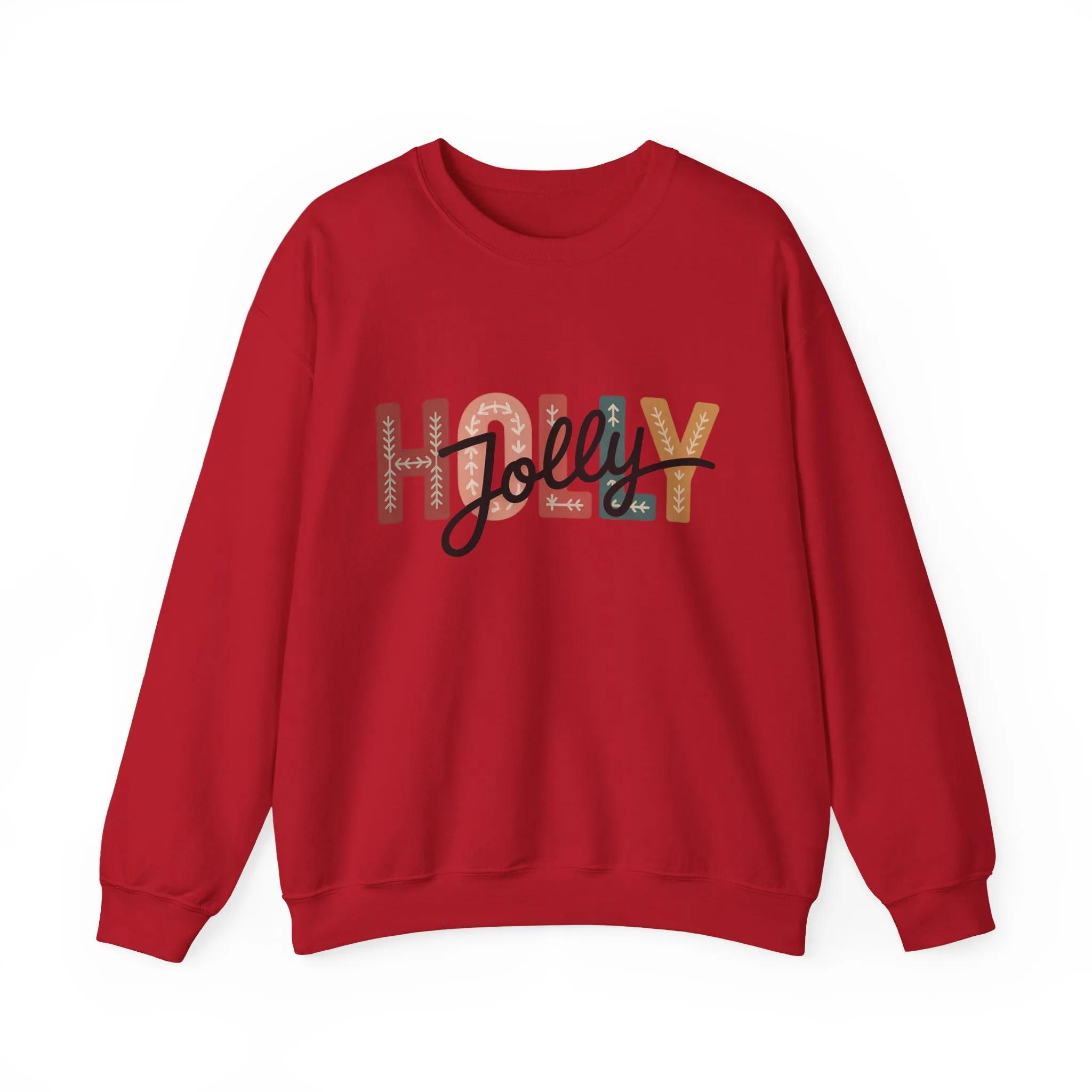 Women's Holly Jolly Christmas Sweatshirt, Minimal Festive Letter Design, Cozy Holiday Pullover, Mother-Daughter Matching Outfit - Image 33