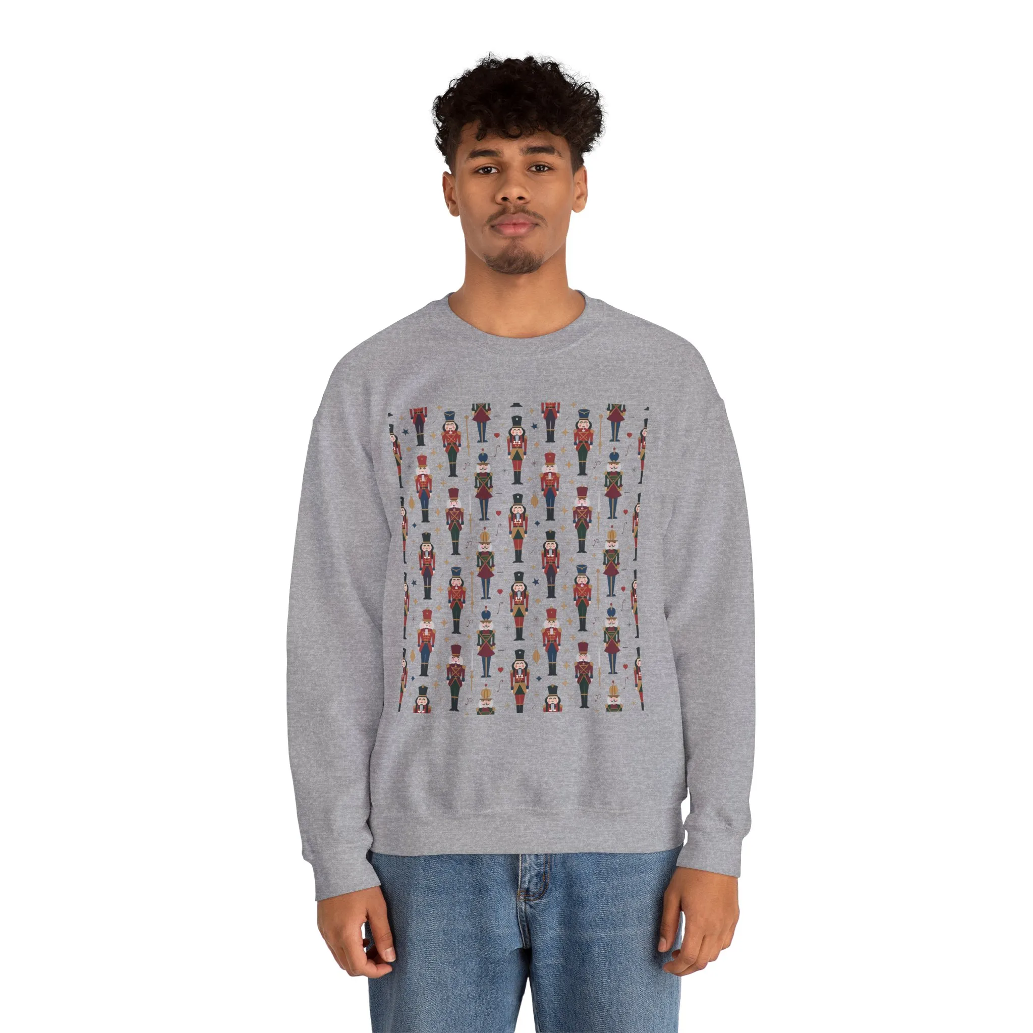 Nutcracker Pattern Men's Sweatshirt, Festive Christmas Pullover, Holiday Gift for Him - Image 3