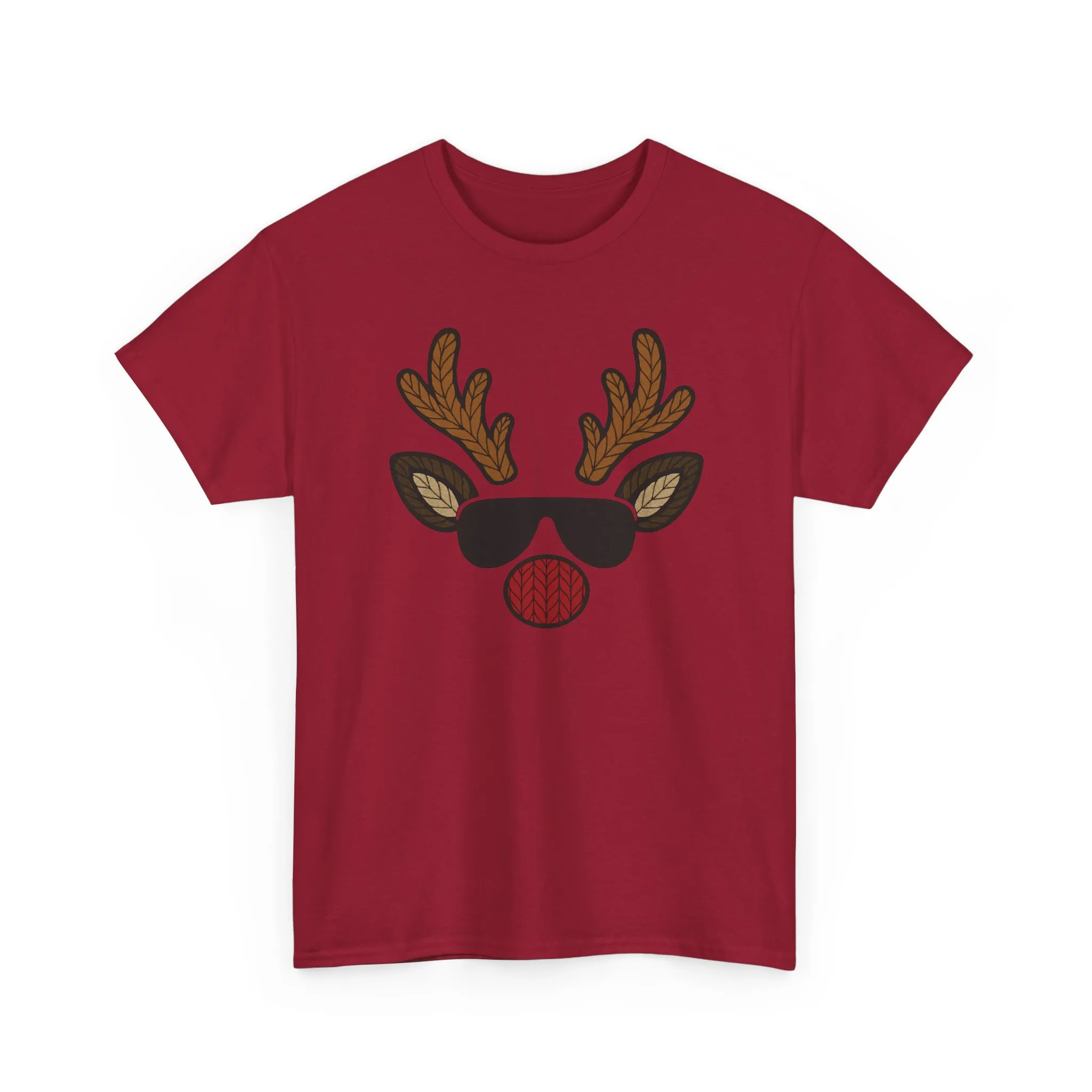 Men's Reindeer Face Christmas T-Shirt, Classic Holiday Tee, Father-Son Matching Outfit - Image 25