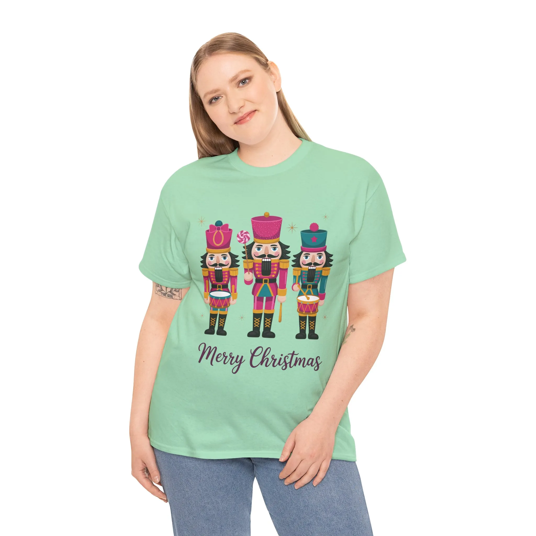 Three Nutcrackers Women's Christmas T-Shirt, Classic Holiday Tee, Mom - Daughter Family Match Christmas Outfit - Image 3