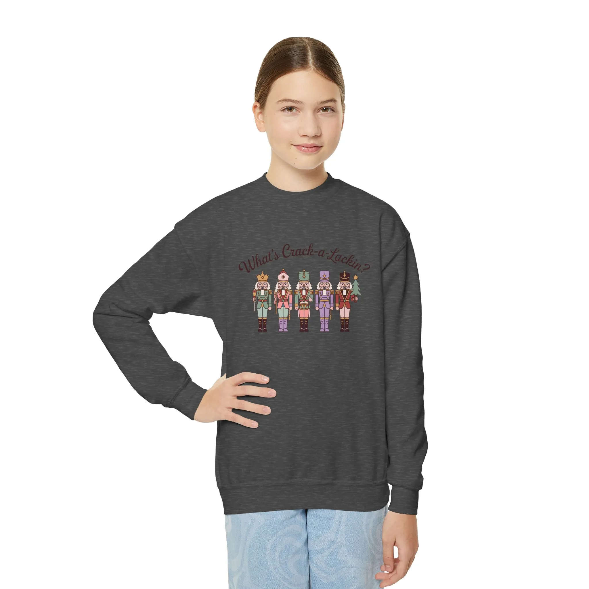 What's Crack-a-Lackin? Girls Christmas Sweatshirt, Cozy Nutcracker Squad Sweater, Mom - Daughter Family Match Outfit - Image 9