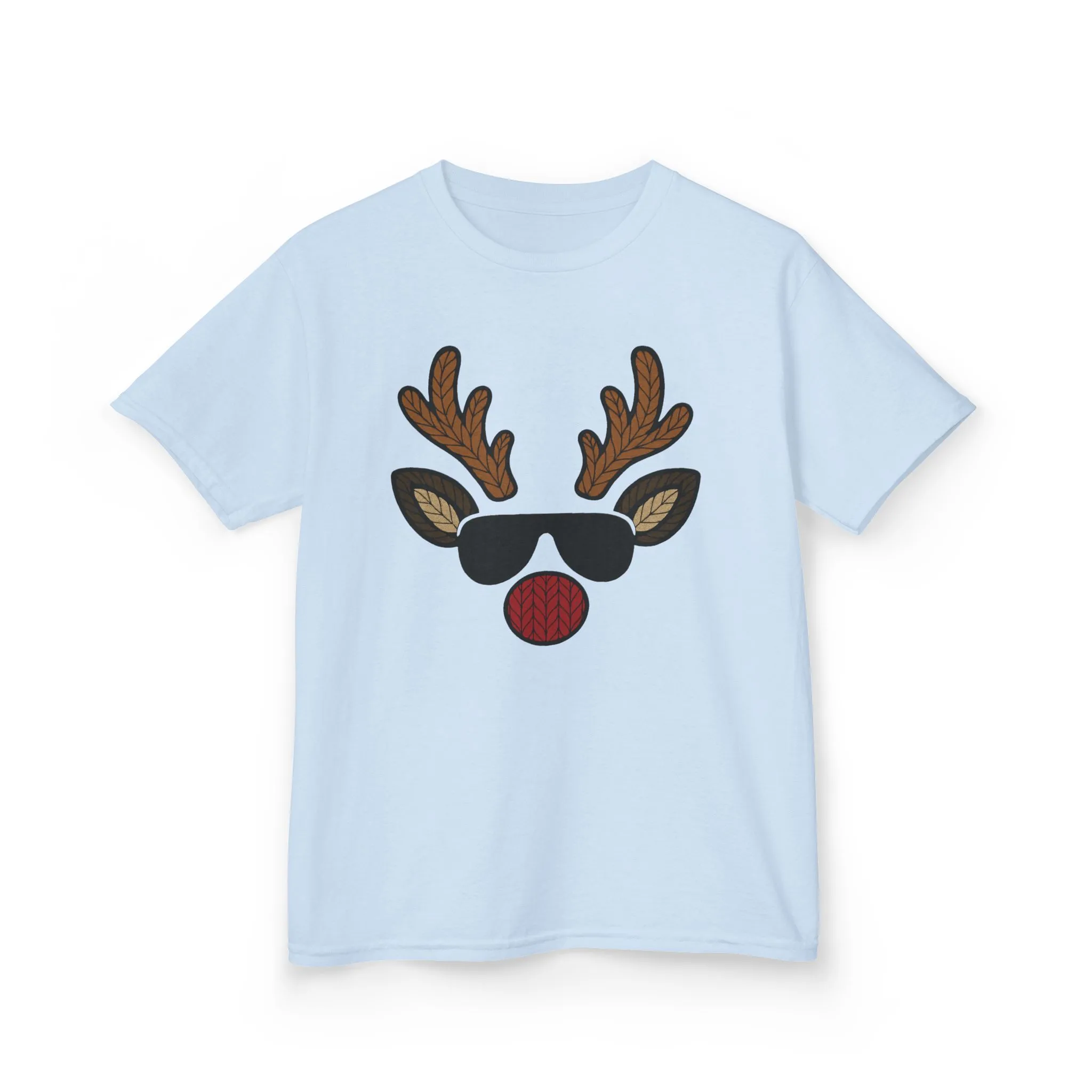 Boys Reindeer Face Christmas T-Shirt, Cute Knitted Holiday Tee, Father-Son Matching Outfit - Image 4