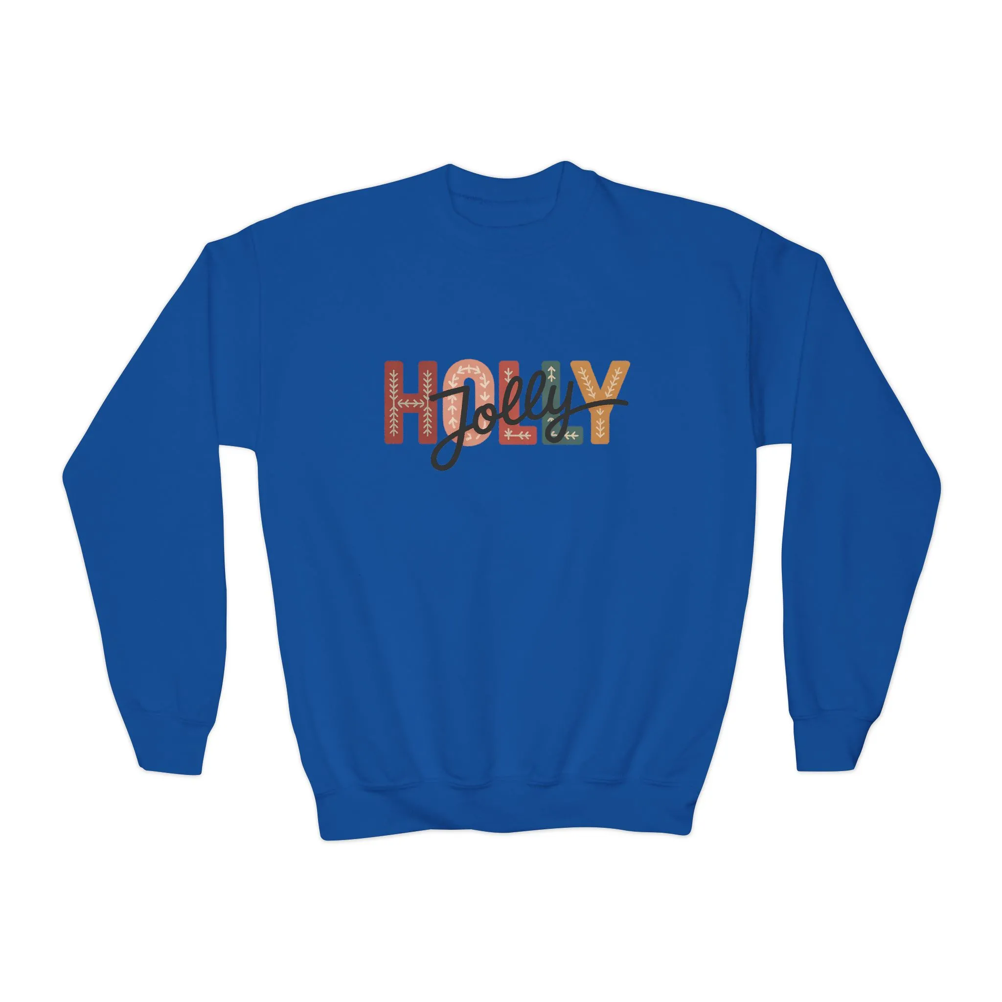 Girls Holly Jolly Christmas Sweatshirt, Minimal Festive Letter Pullover, Mother-Daughter Matching Outfit - Image 9