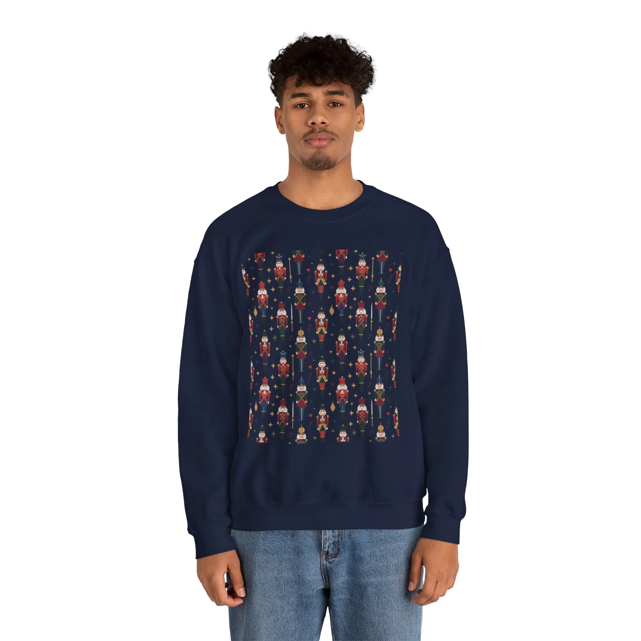 Nutcracker Pattern Men's Sweatshirt, Festive Christmas Pullover, Holiday Gift for Him - Image 23