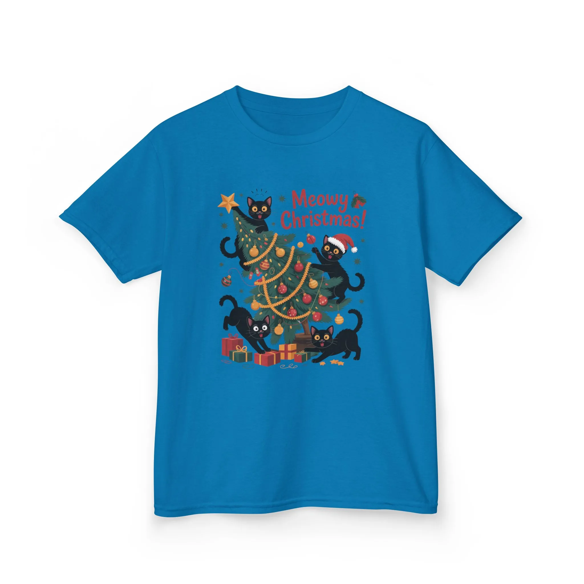 Kids Funny Cat Christmas Tree T-Shirt, Cute Black Cats Holiday Tee, Christmas Cat Chaos Shirt for Girls - Image 10