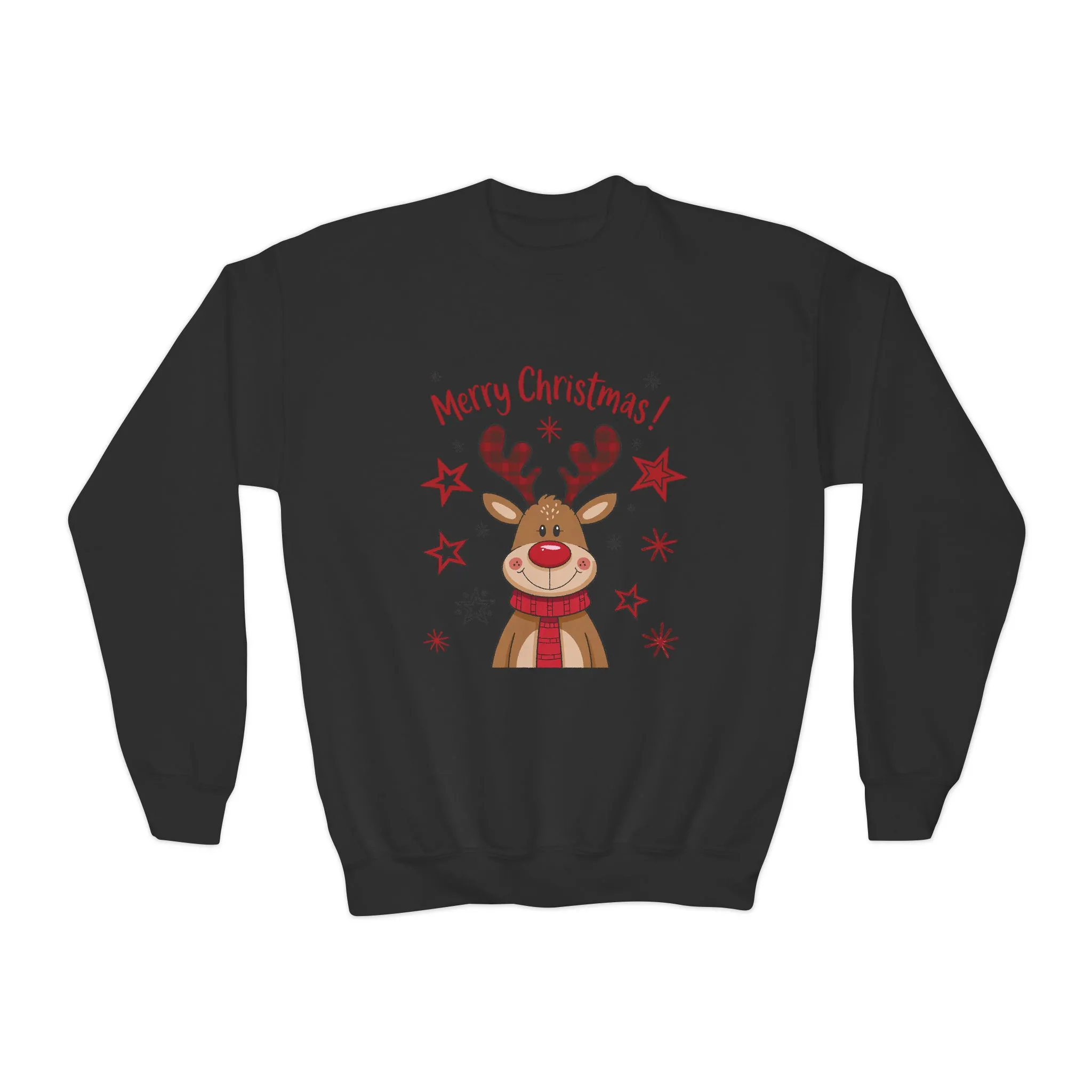 Girls Merry Christmas Reindeer Sweatshirt, Cute Plaid Antlers Holiday Pullover, Mother-Daughter Matching Outfit - Image 5