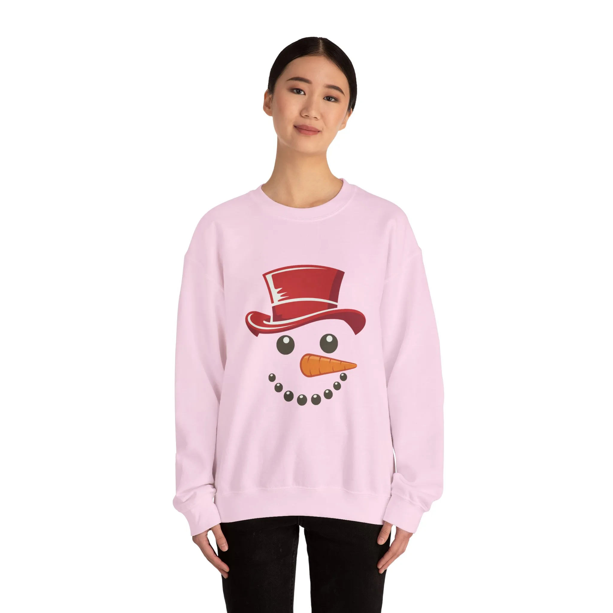 Snowman Face Christmas Sweatshirt, Cute Minimalist Holiday Crewneck, Red Hat Snowman Design, Unisex Winter Gift, Unisex Crewneck Sweatshirt - Image 26