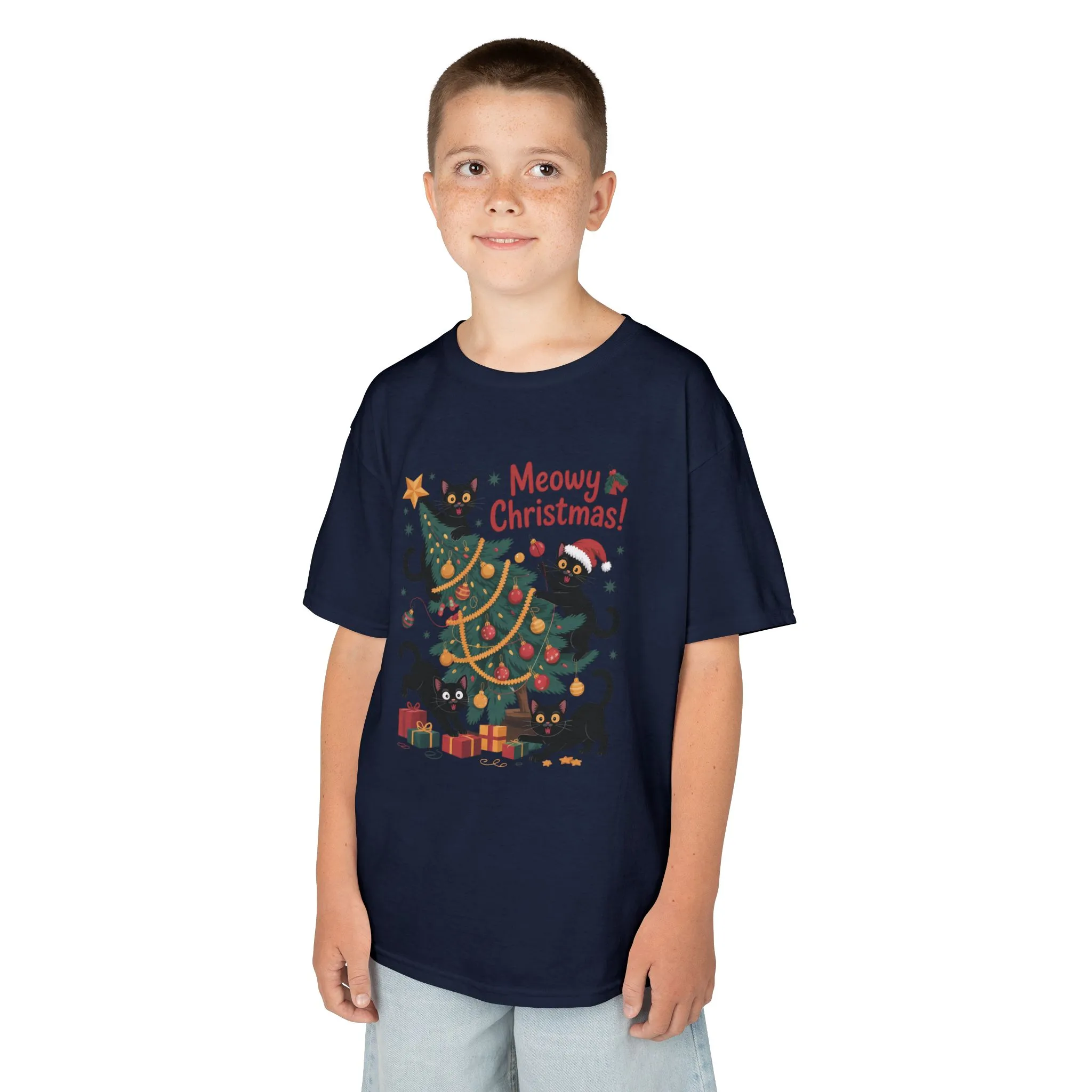 Kids Funny Cat Christmas Tree T-Shirt, Cute Black Cats Holiday Tee, Christmas Cat Chaos Shirt for Girls - Image 18
