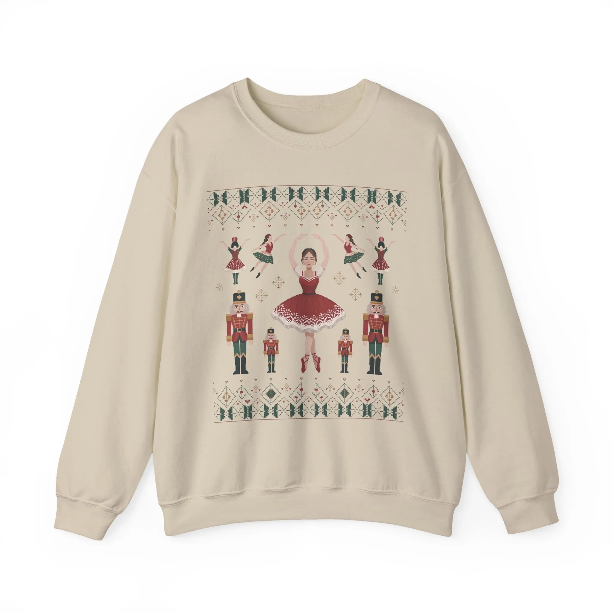 Nutcracker Ballerina Women's Christmas Sweatshirt, Cozy Ballet Sweater, Mom - Daughter Family Match Holiday Outfit - Image 10