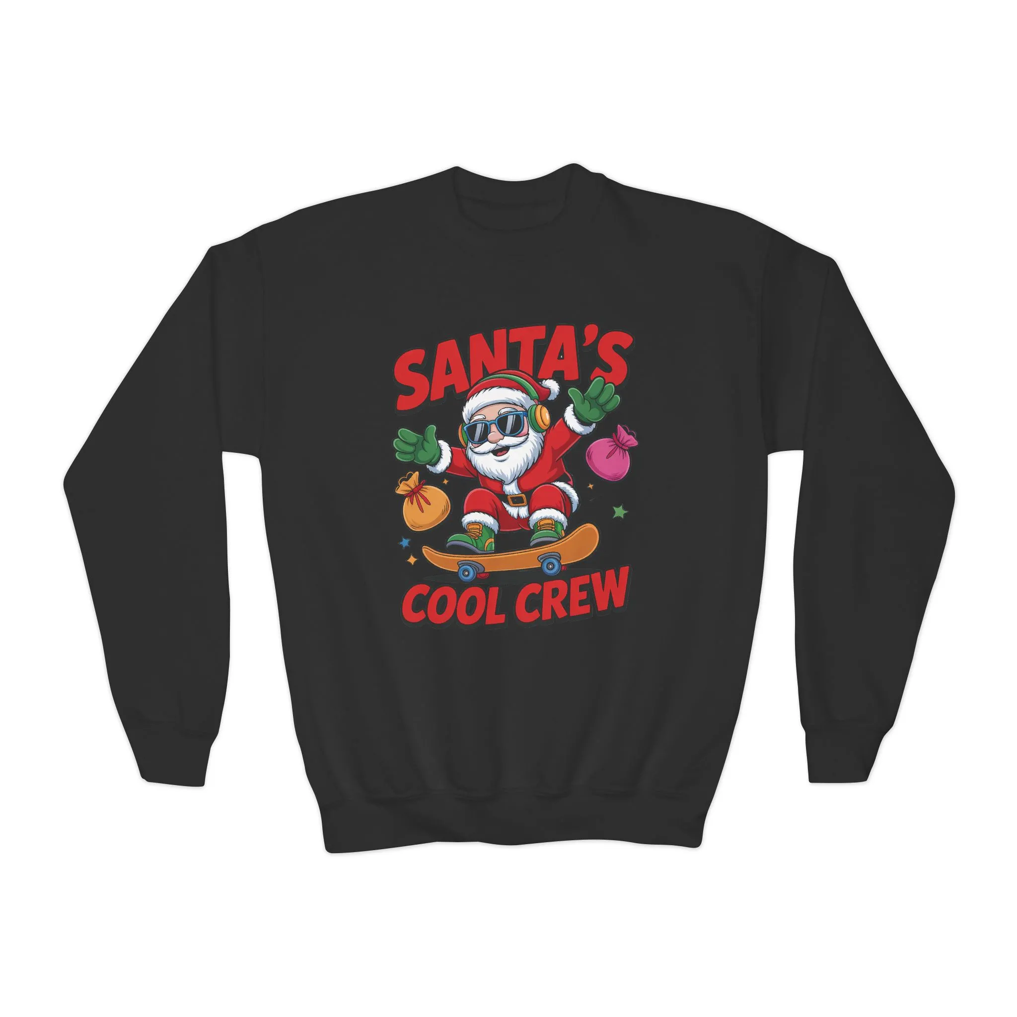 Santa's Cool Crew Youth Sweatshirt, Funny Santa Skateboard Christmas Pullover for Boys, Youth Crewneck Sweatshirt - Image 7
