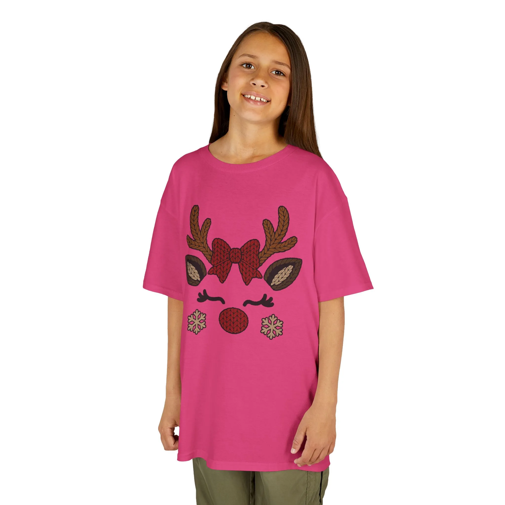 Girls Reindeer Face Christmas T-Shirt, Cute Holiday Tee, Mother-Daughter Matching Outfit - Image 12