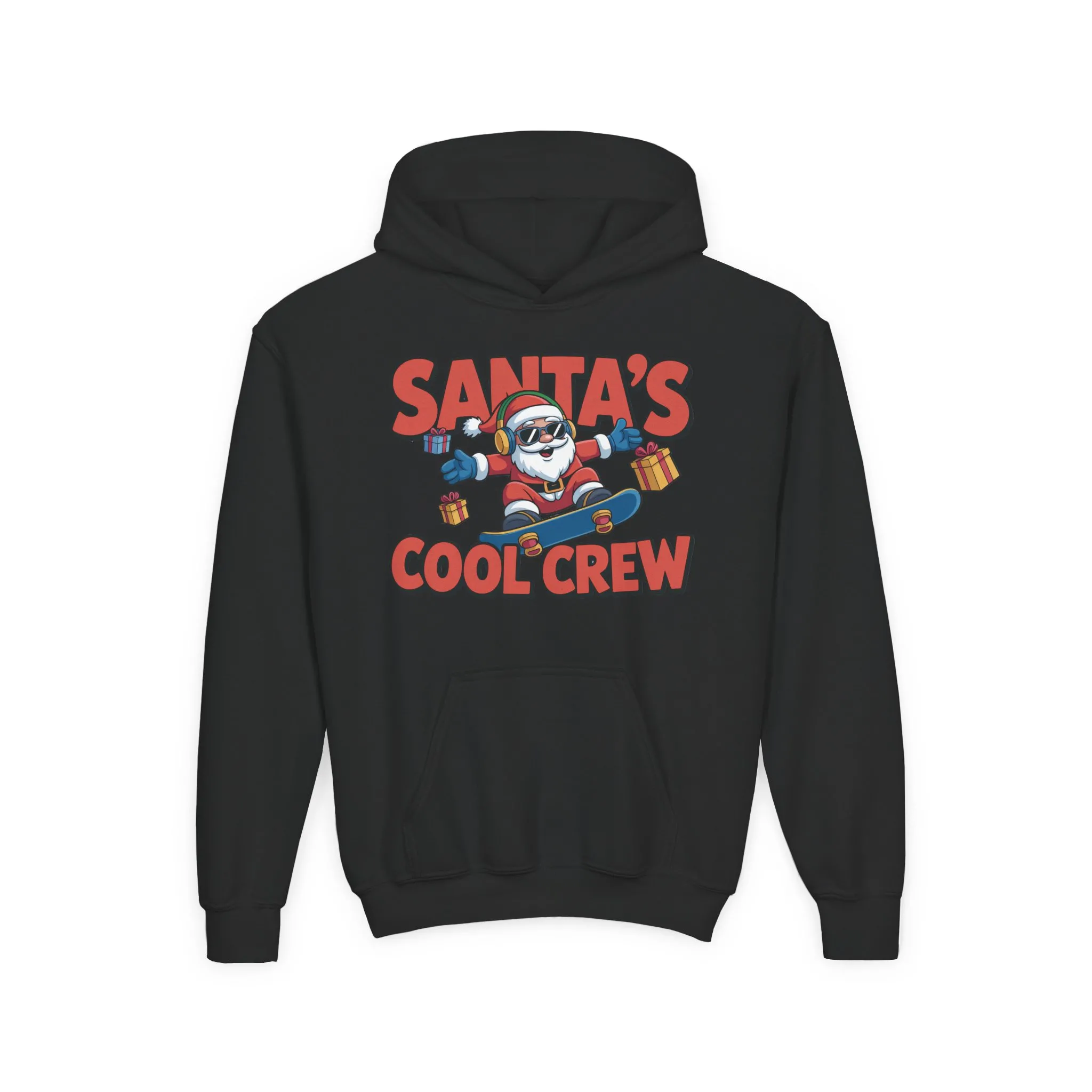 Santa's Cool Crew Youth Hoodie, Funny Christmas Hoodie for Boys, Cool Santa Skateboard Gift, Youth Heavy Blend Hooded Sweatshirt - Image 5