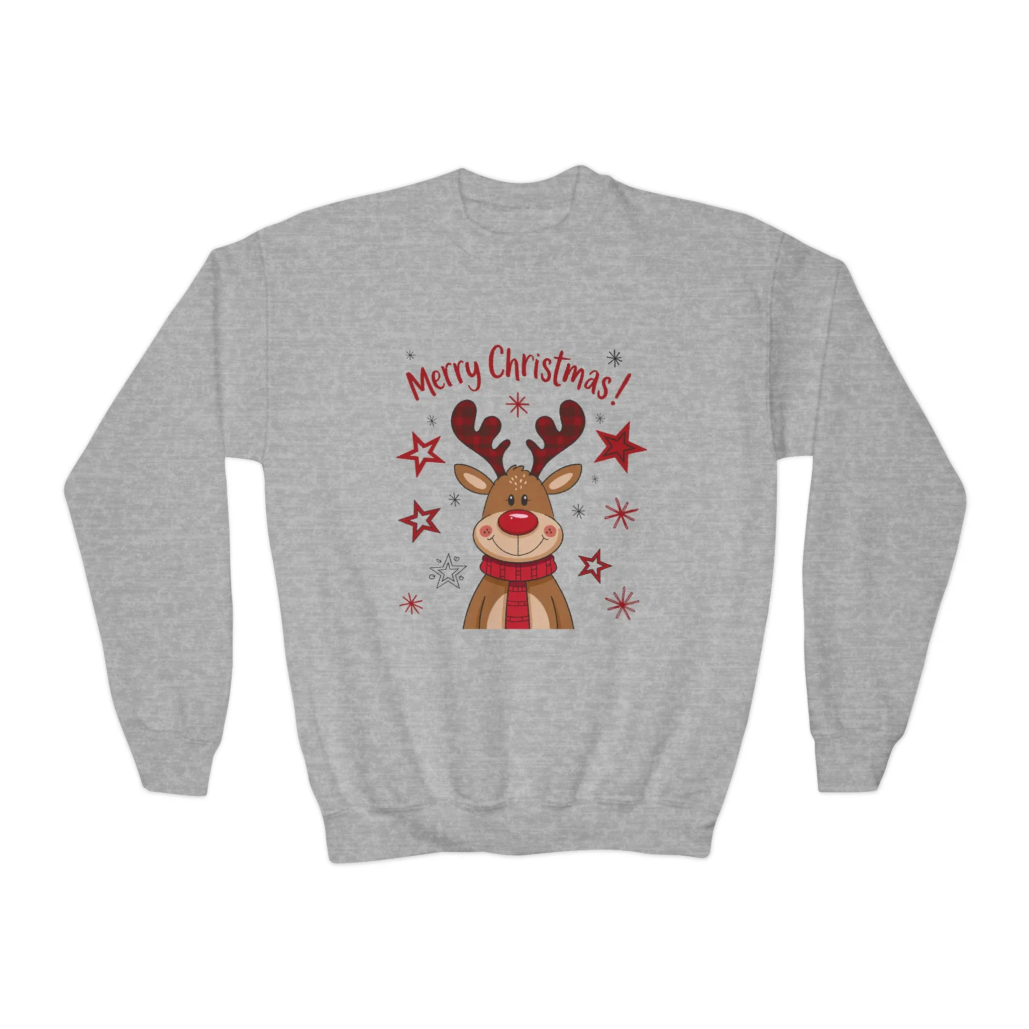 Girls Merry Christmas Reindeer Sweatshirt, Cute Plaid Antlers Holiday Pullover, Mother-Daughter Matching Outfit - Image 7