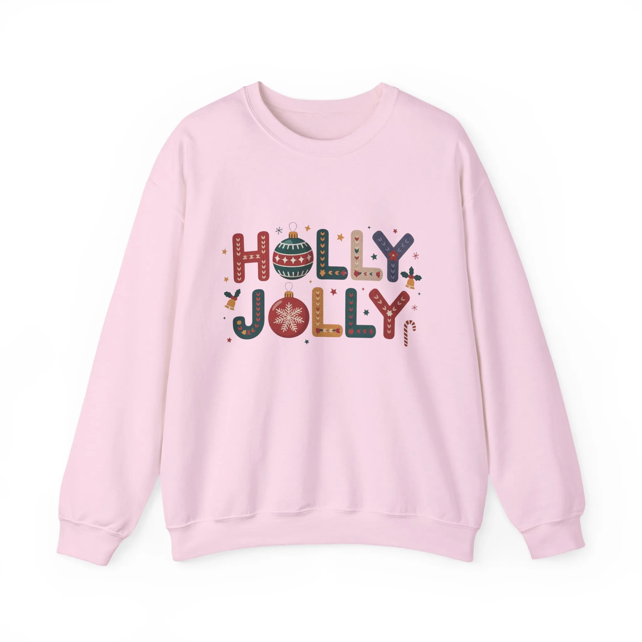 Women's Holly Jolly Christmas Sweatshirt, Ornament Letter Design, Cozy Holiday Pullover, Mother-Daughter Matching Outfit - Image 22