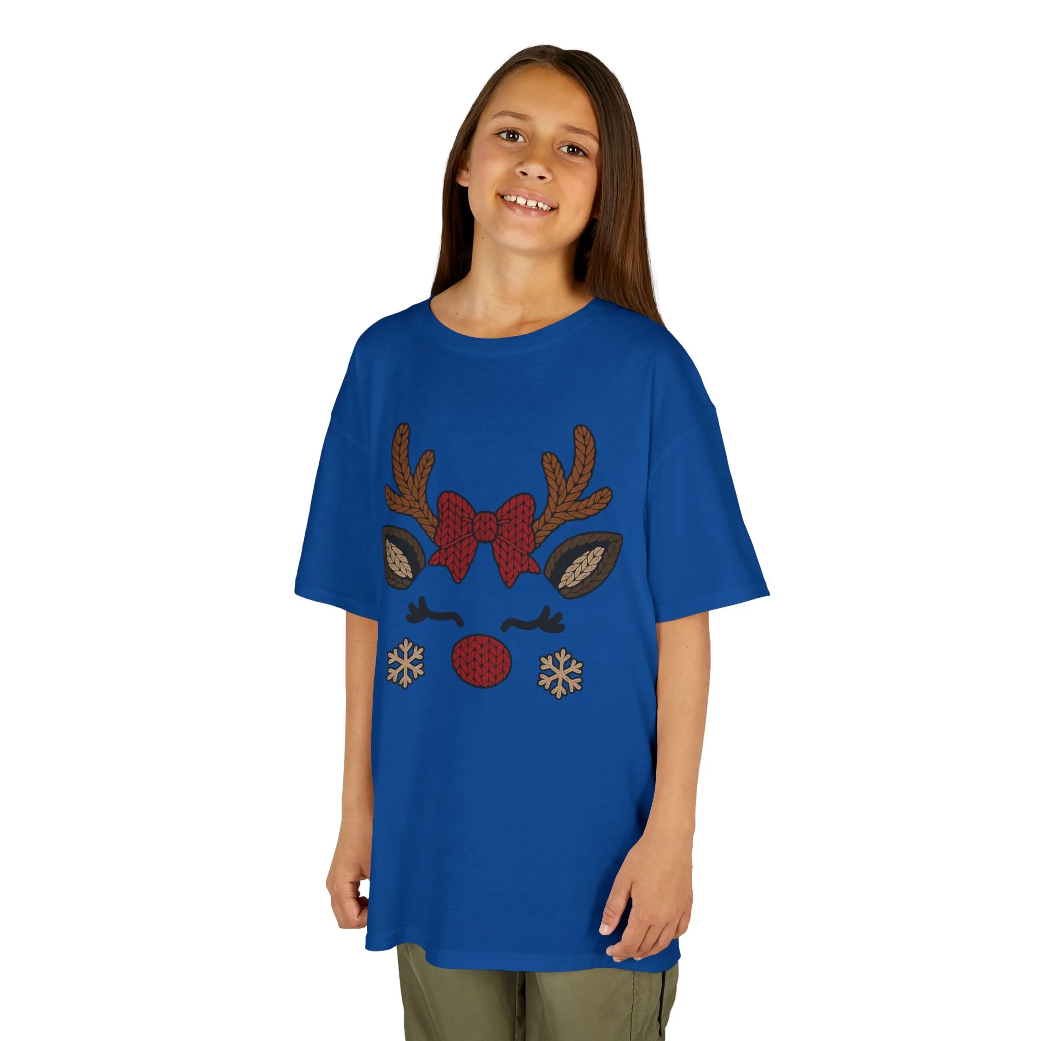 Girls Reindeer Face Christmas T-Shirt, Cute Holiday Tee, Mother-Daughter Matching Outfit - Image 8