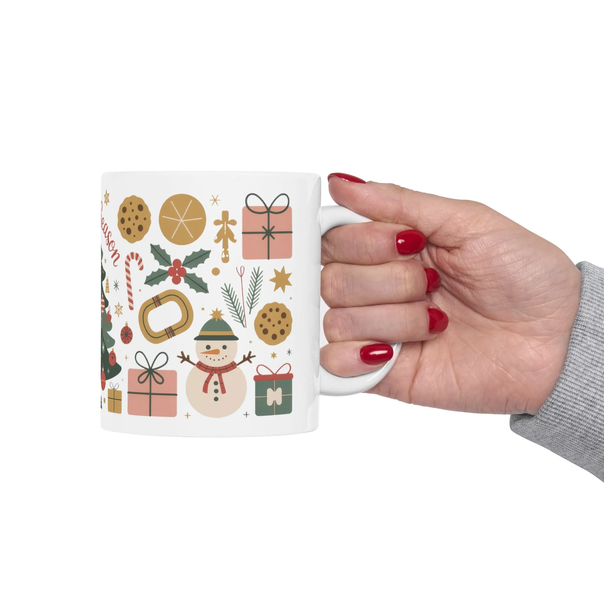 Tis The Season Christmas Mug, Cozy Holiday Coffee Cup, Festive Tree - Santa Design, Christmas Gift Idea, Ceramic Mug, (11oz, 15oz) - Image 6