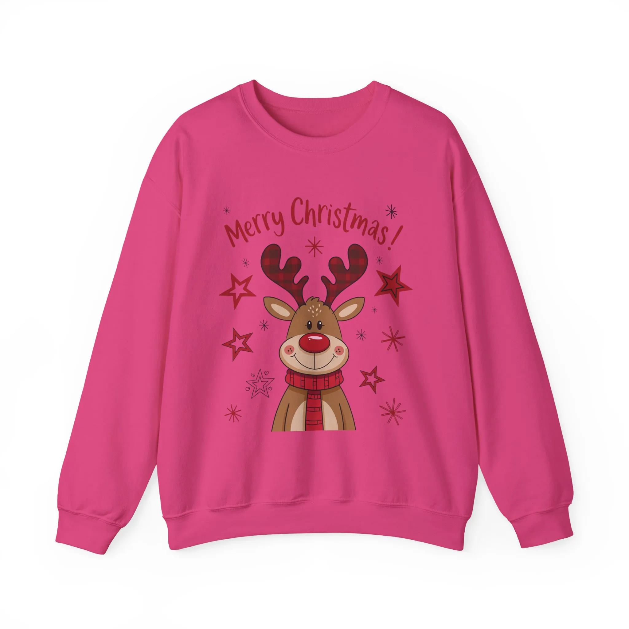 Women's Merry Christmas Reindeer Sweatshirt, Cute Plaid Antlers Design, Holiday Pullover, Mother-Daughter Matching Outfit - Image 25