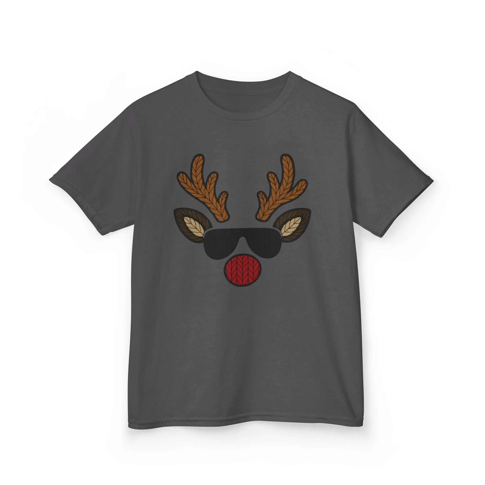Boys Reindeer Face Christmas T-Shirt, Cute Knitted Holiday Tee, Father-Son Matching Outfit - Image 9