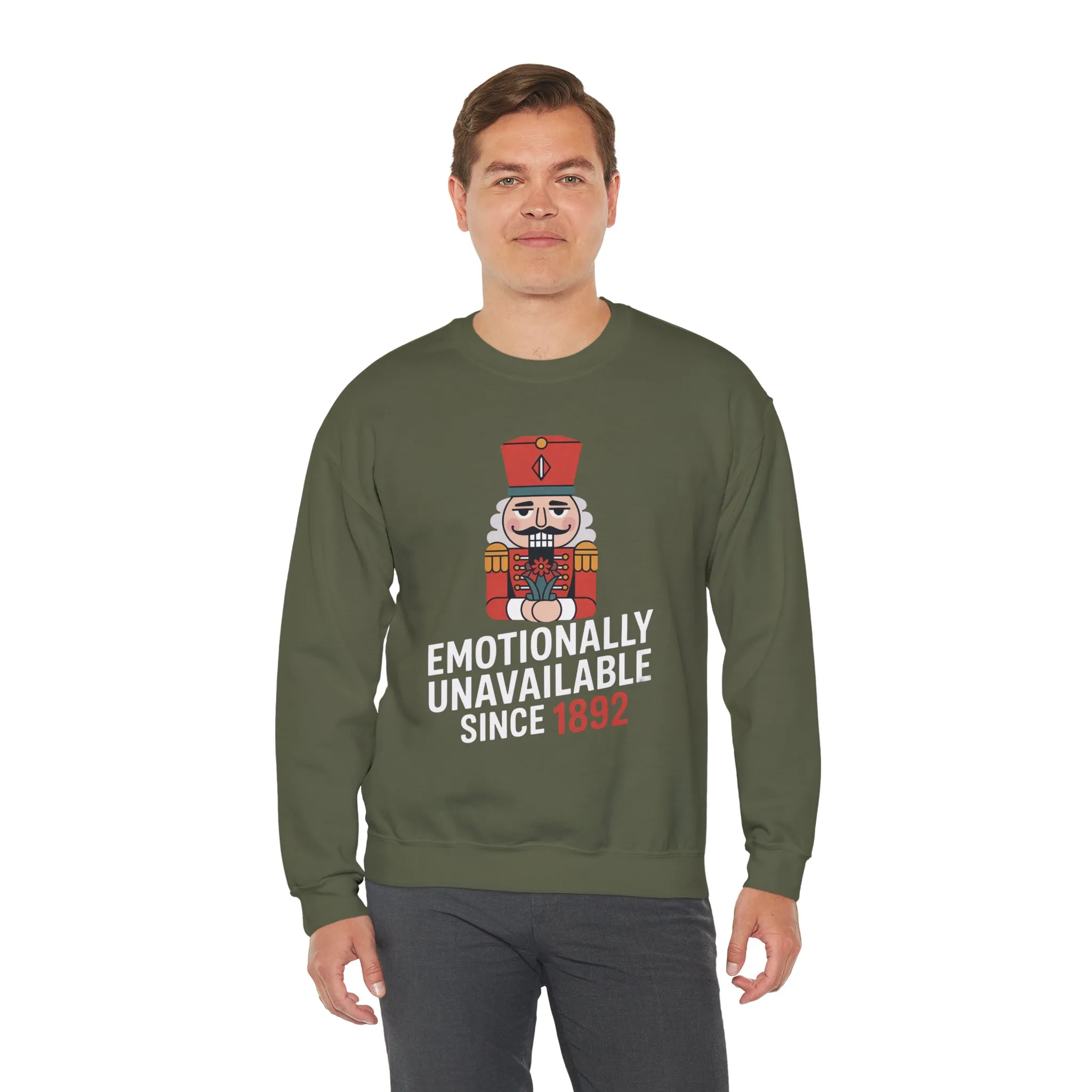 Emotionally Unavailable Since 1892 Men's Sweatshirt, Funny Nutcracker Christmas Sweater, Holiday Gift for Him - Image 9