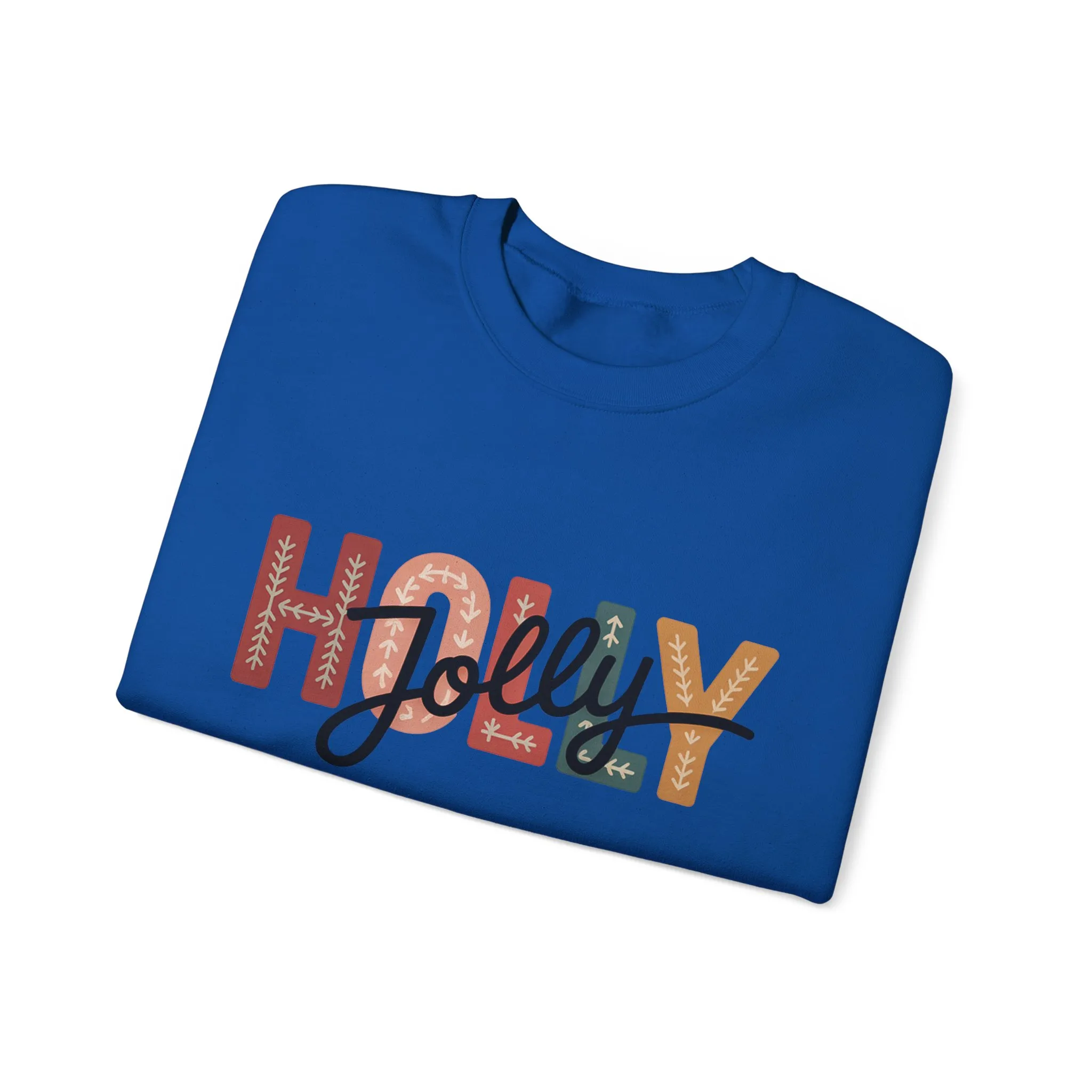 Women's Holly Jolly Christmas Sweatshirt, Minimal Festive Letter Design, Cozy Holiday Pullover, Mother-Daughter Matching Outfit - Image 18