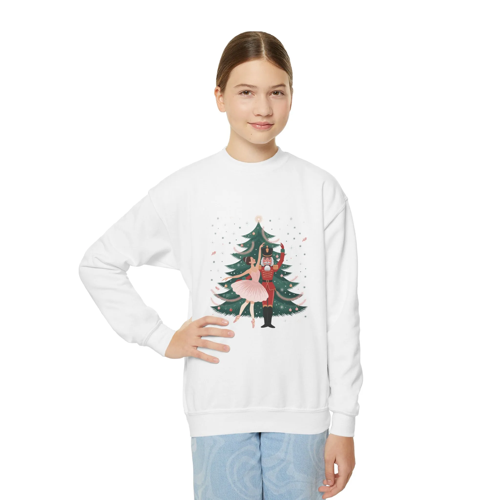 Nutcracker Ballerina Girls Christmas Sweatshirt, Cozy Holiday Sweater, Family Match Christmas Outfit for Daughter - Image 4