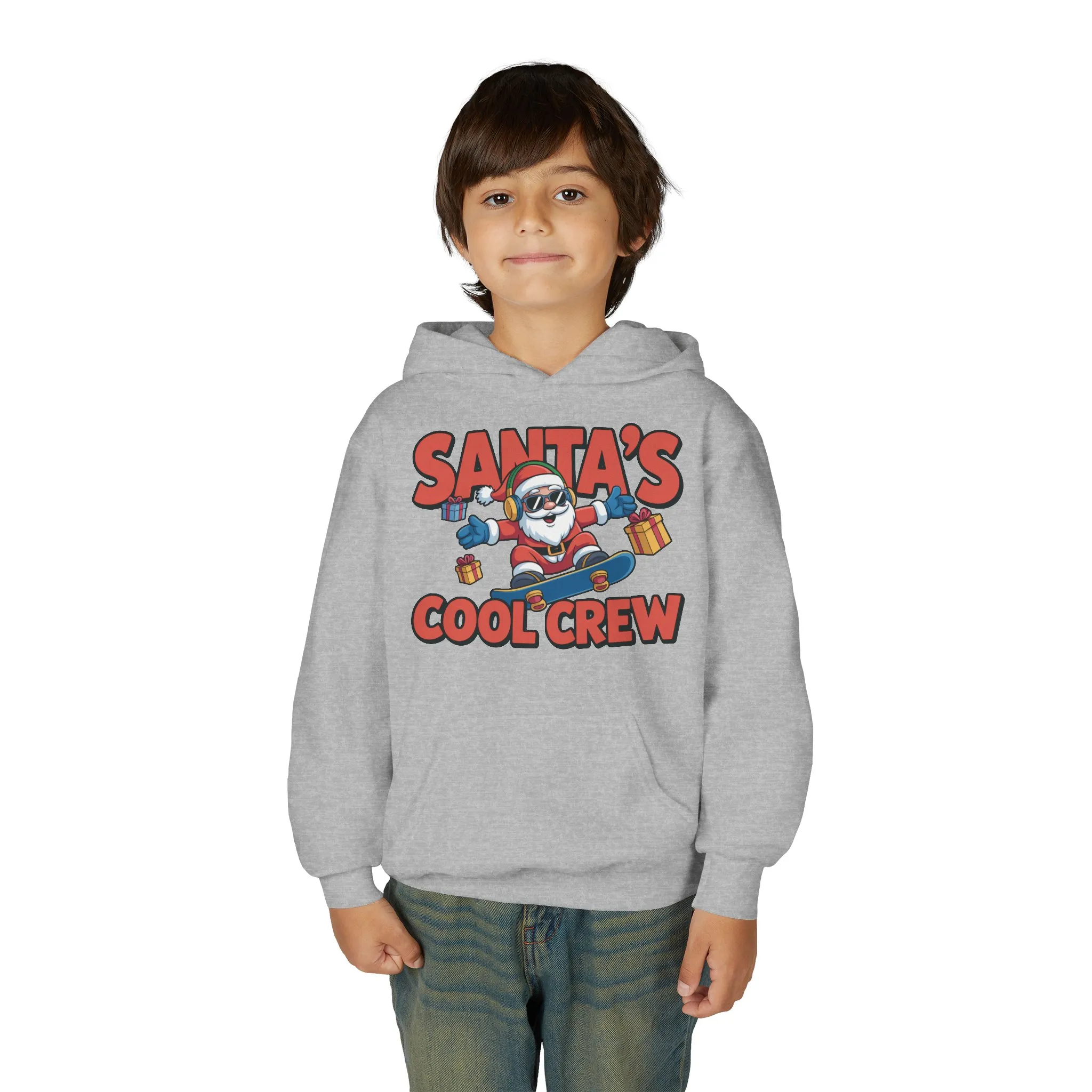 Santa's Cool Crew Youth Hoodie, Funny Christmas Hoodie for Boys, Cool Santa Skateboard Gift, Youth Heavy Blend Hooded Sweatshirt - Image 11