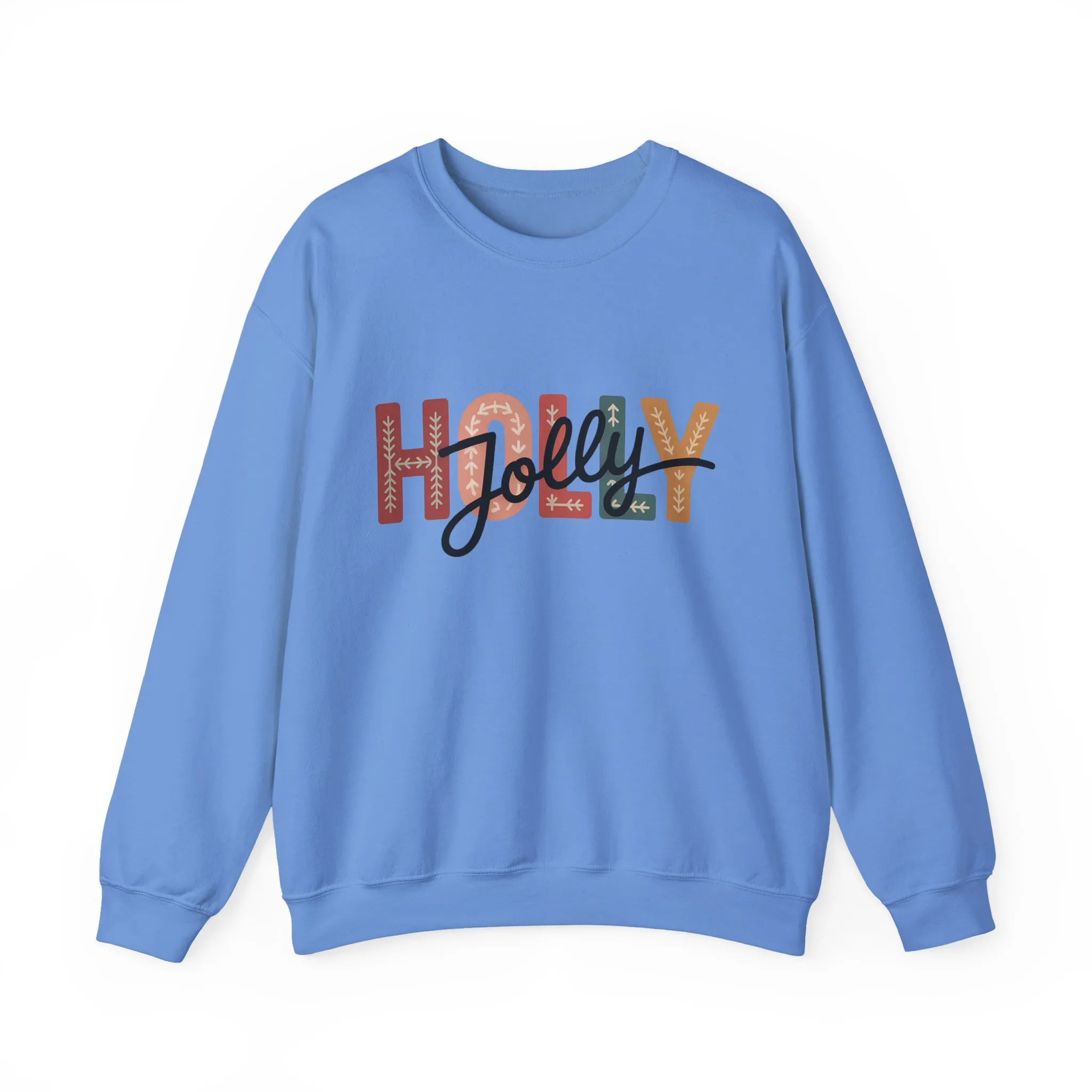 Women's Holly Jolly Christmas Sweatshirt, Minimal Festive Letter Design, Cozy Holiday Pullover, Mother-Daughter Matching Outfit - Image 9