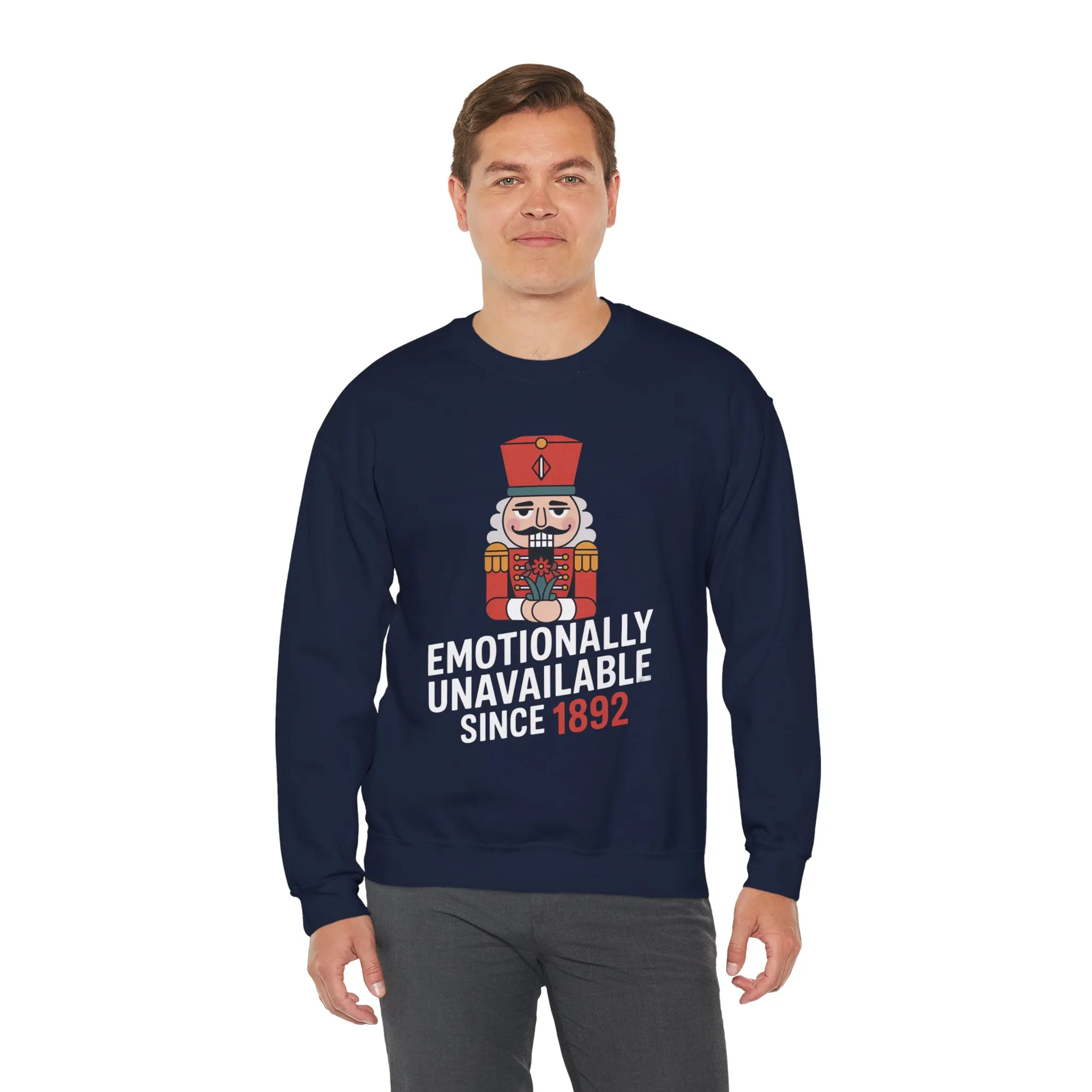 Emotionally Unavailable Since 1892 Men's Sweatshirt, Funny Nutcracker Christmas Sweater, Holiday Gift for Him - Image 21