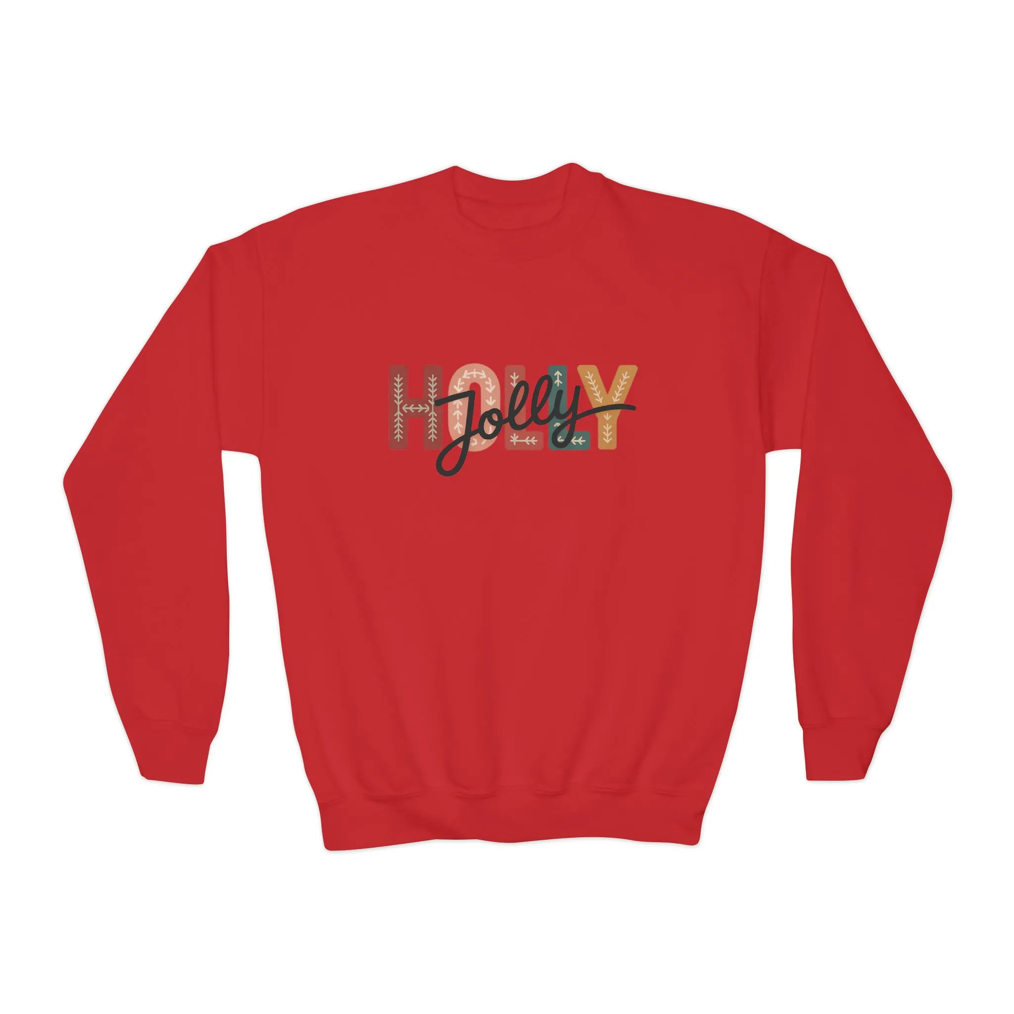 Girls Holly Jolly Christmas Sweatshirt, Minimal Festive Letter Pullover, Mother-Daughter Matching Outfit - Image 13