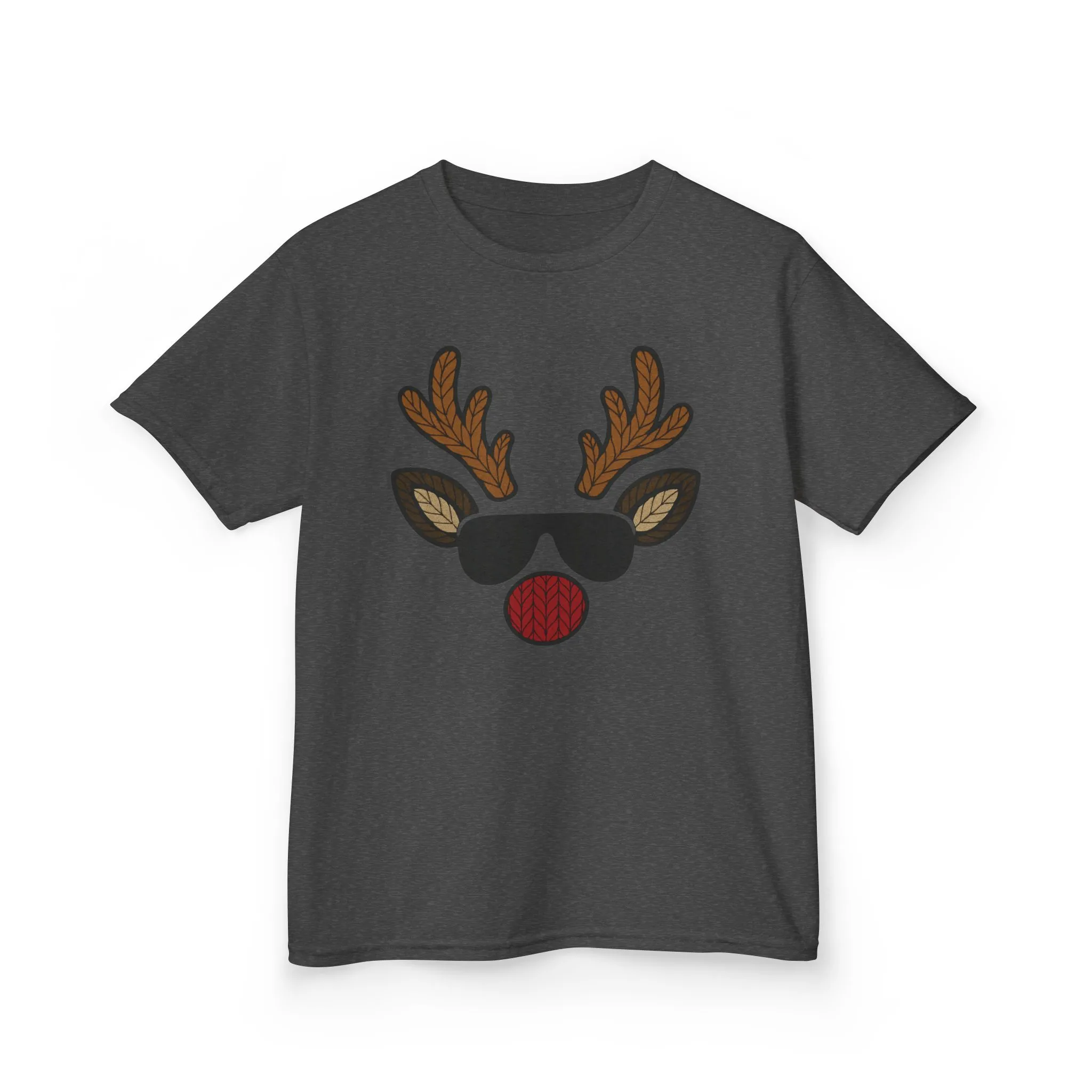 Boys Reindeer Face Christmas T-Shirt, Cute Knitted Holiday Tee, Father-Son Matching Outfit - Image 5