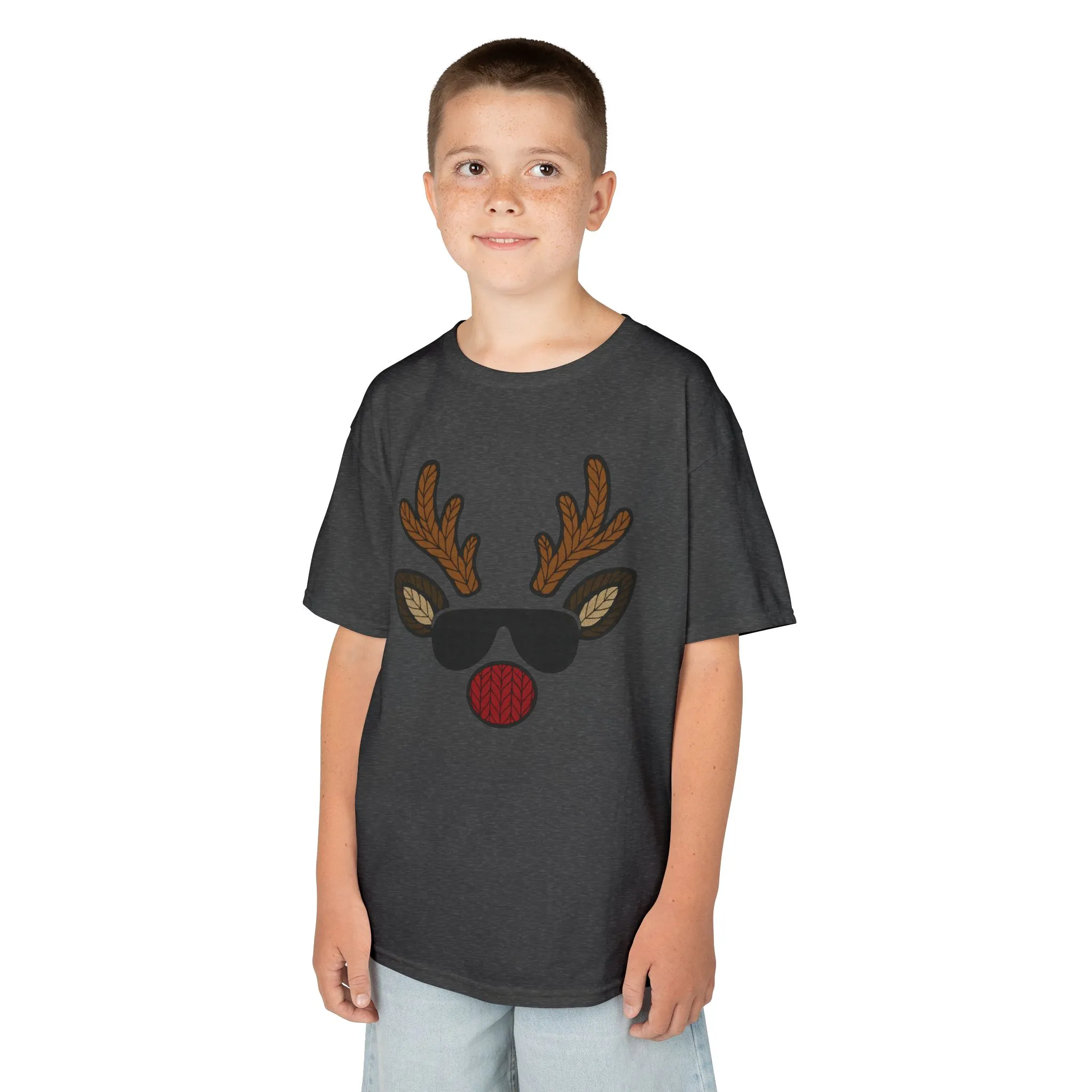 Boys Reindeer Face Christmas T-Shirt, Cute Knitted Holiday Tee, Father-Son Matching Outfit - Image 6