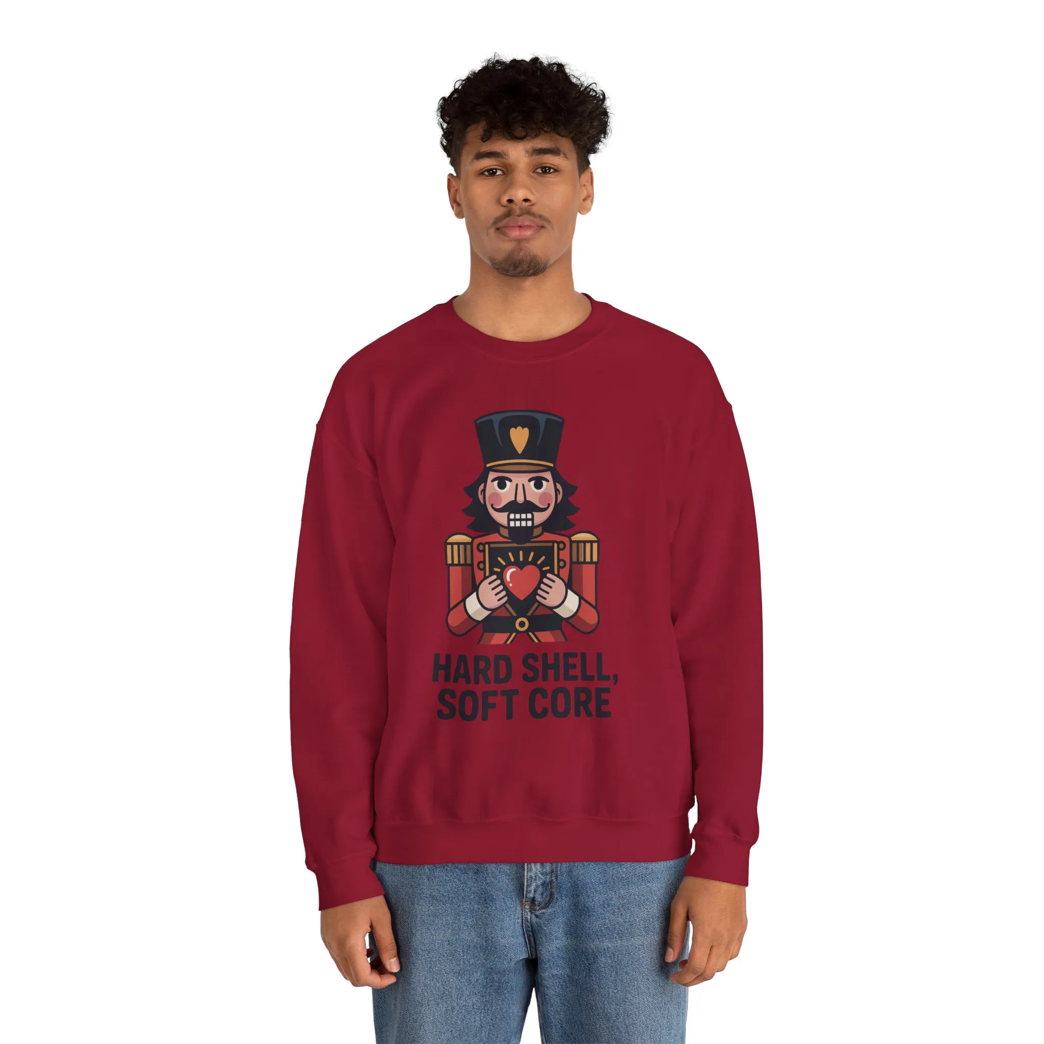 Hard Shell Soft Core Men's Sweatshirt, Funny Nutcracker Christmas Sweater, Holiday Gift for Him - Image 23