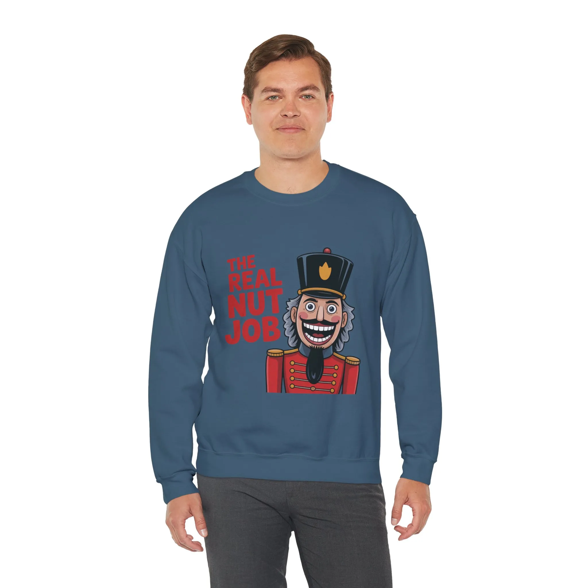 The Real Nut Job Men's Sweatshirt, Funny Nutcracker Christmas Sweater, Holiday Gift for Him - Image 12