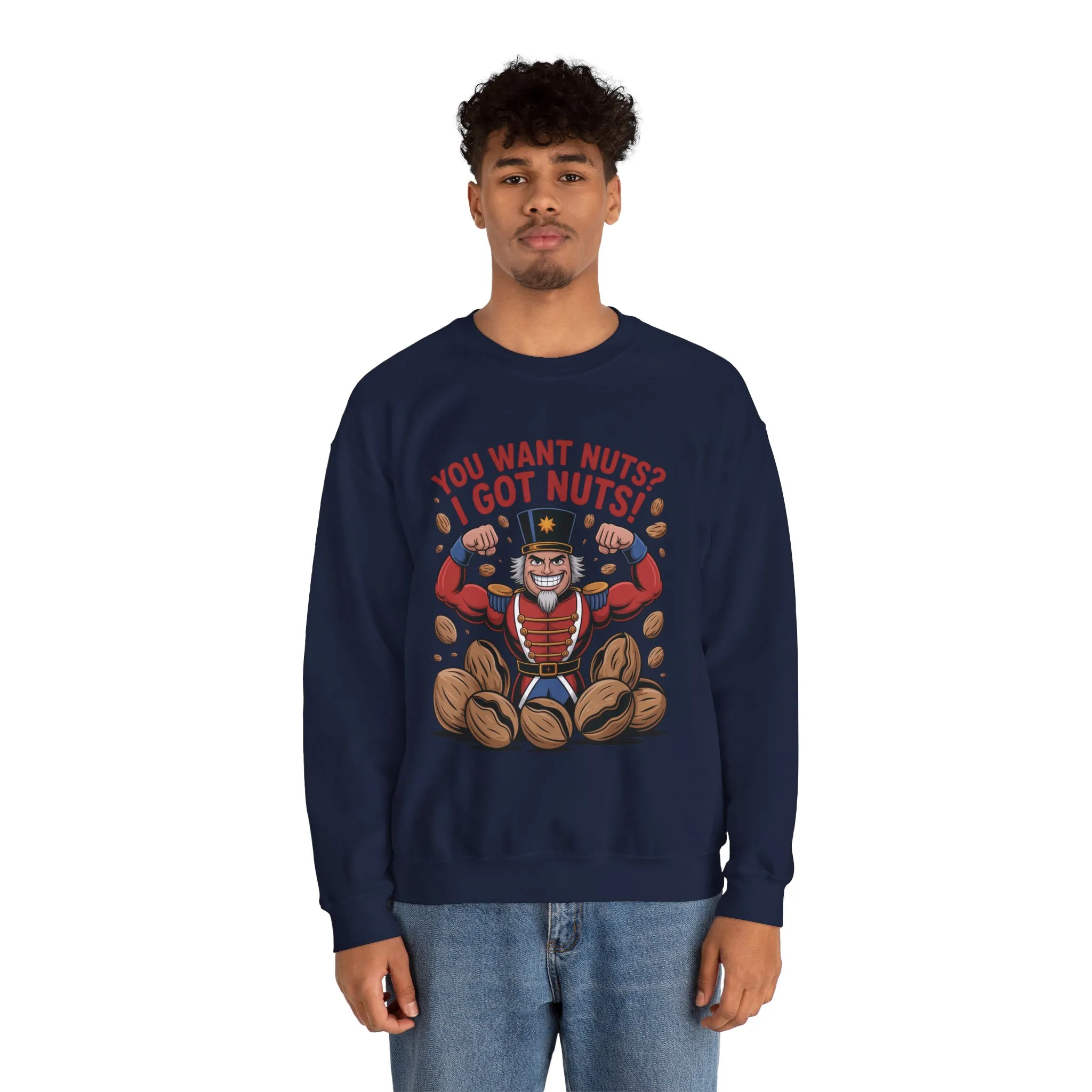 You Want Nuts? Got Nuts! Men's Sweatshirt, Funny Nutcracker Christmas Sweater, Holiday Gift for Him - Image 23