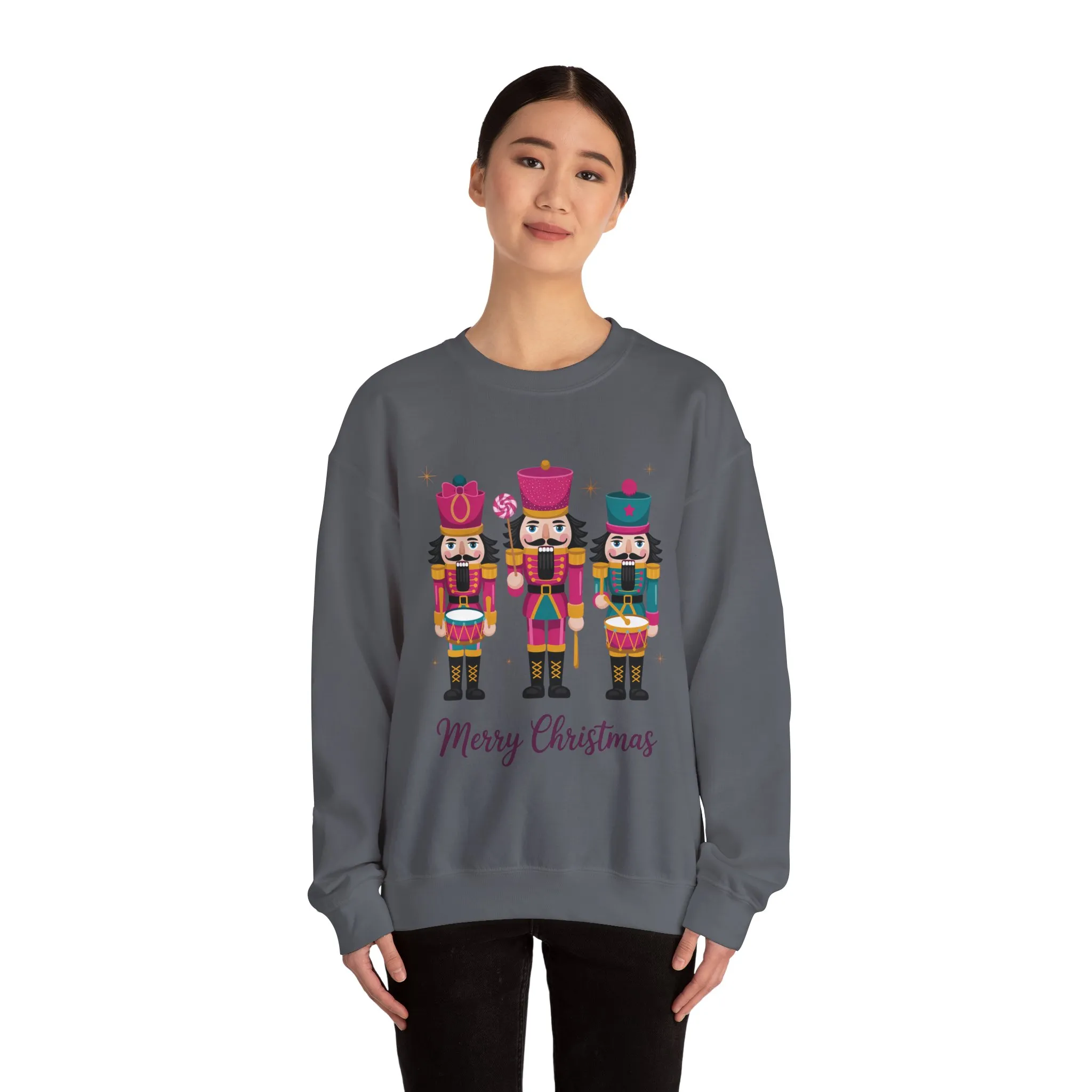 Three Nutcrackers Women's Christmas Sweatshirt, Cozy Holiday Sweater, Mom - Daughter Family Match Christmas Outfit - Image 3