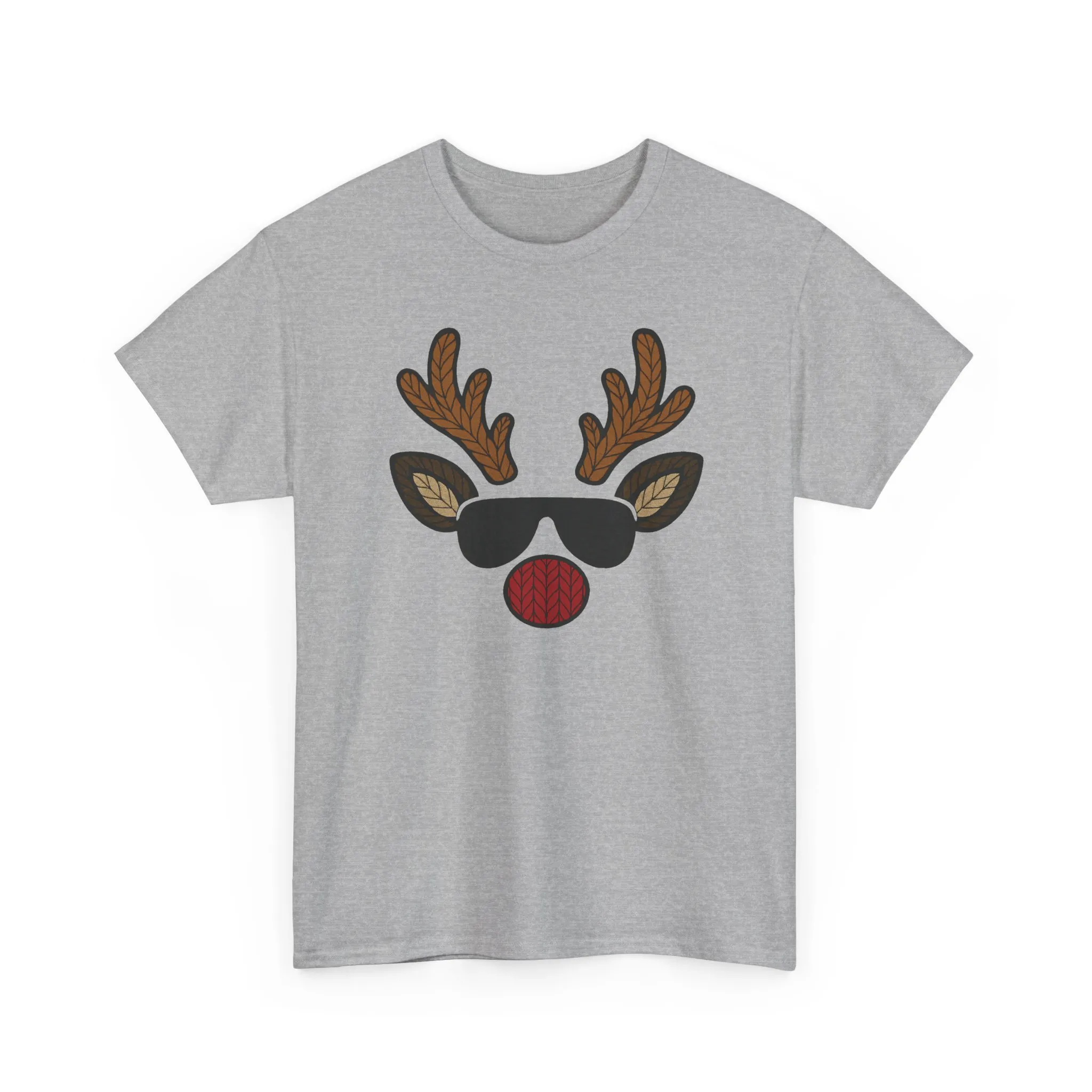 Men's Reindeer Face Christmas T-Shirt, Classic Holiday Tee, Father-Son Matching Outfit - Image 7