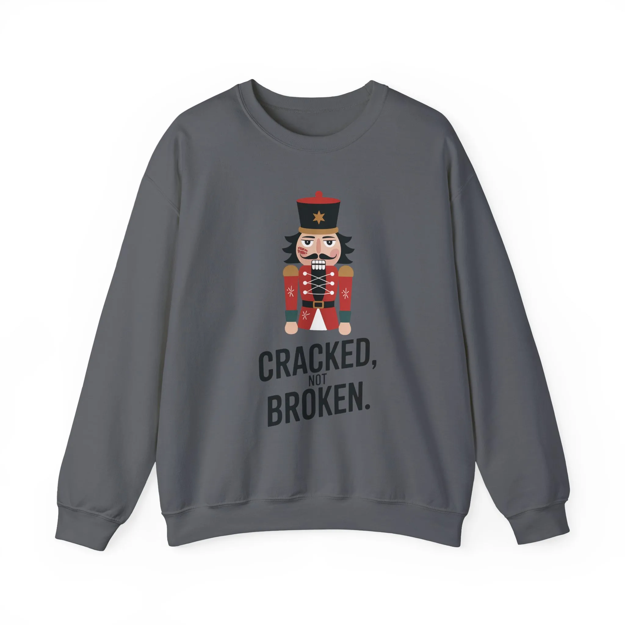 Funny Nutcracker Christmas Shirt for Men, Cracked Not Broken Sweatshirt, Holiday Humor Gift, Festive Winter Outfit - Image 19