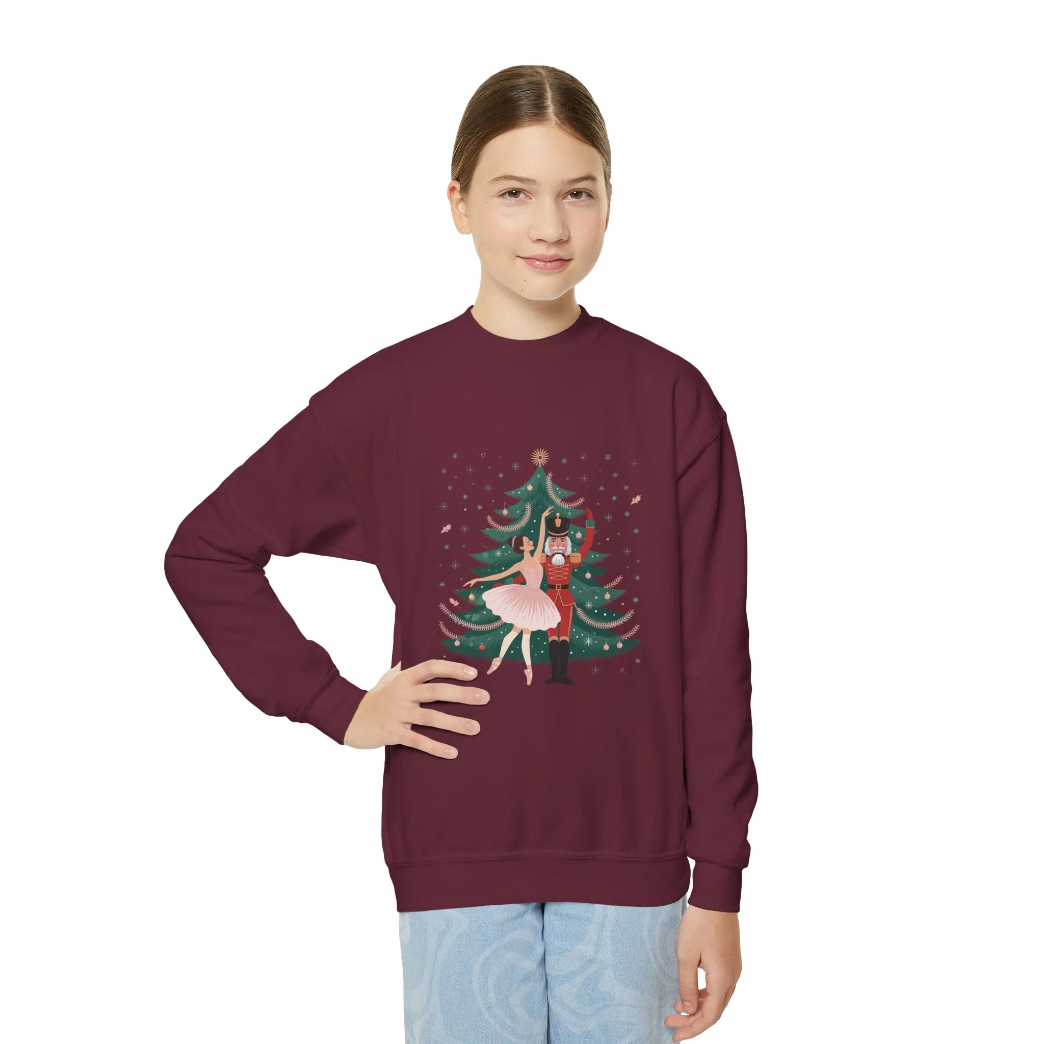 Nutcracker Ballerina Girls Christmas Sweatshirt, Cozy Holiday Sweater, Family Match Christmas Outfit for Daughter - Image 8