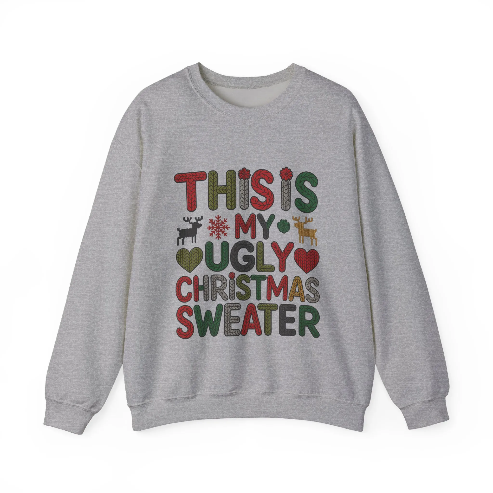 This Is My Ugly Christmas Sweater Women's Sweatshirt, Funny Holiday Pullover, Festive Knit Letter Design, Christmas Party Outfit - Image 2