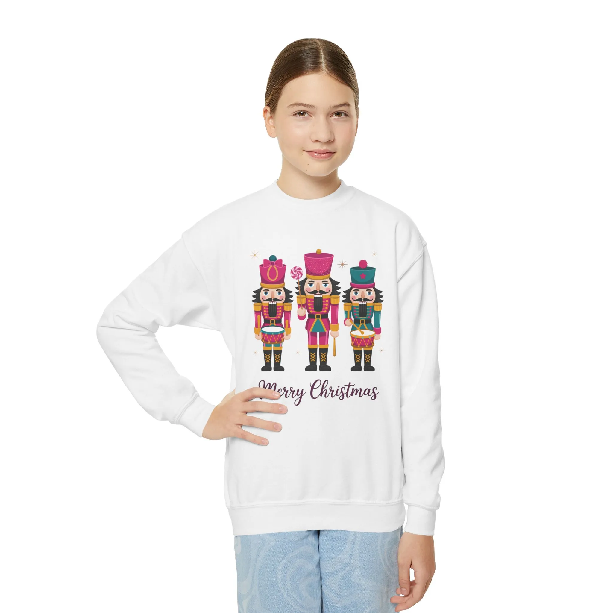 Three Nutcrackers Girls Christmas Sweatshirt, Cozy Holiday Sweater, Mom - Daughter Family Match Outfit
