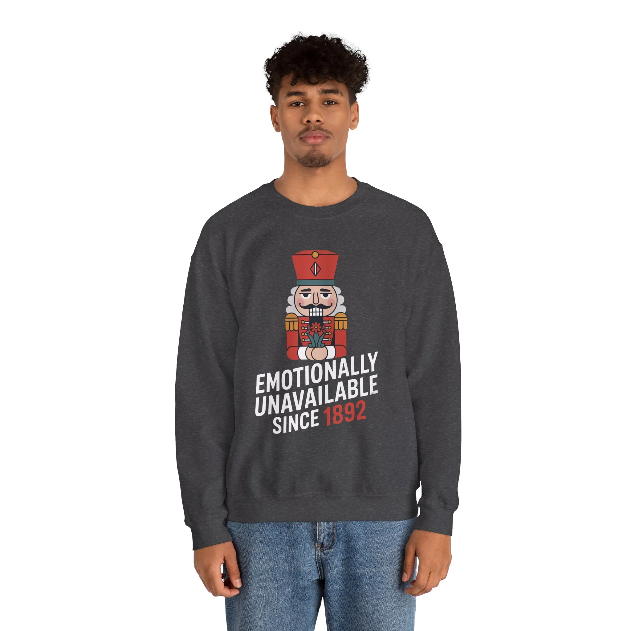 Emotionally Unavailable Since 1892 Men's Sweatshirt, Funny Nutcracker Christmas Sweater, Holiday Gift for Him - Image 14