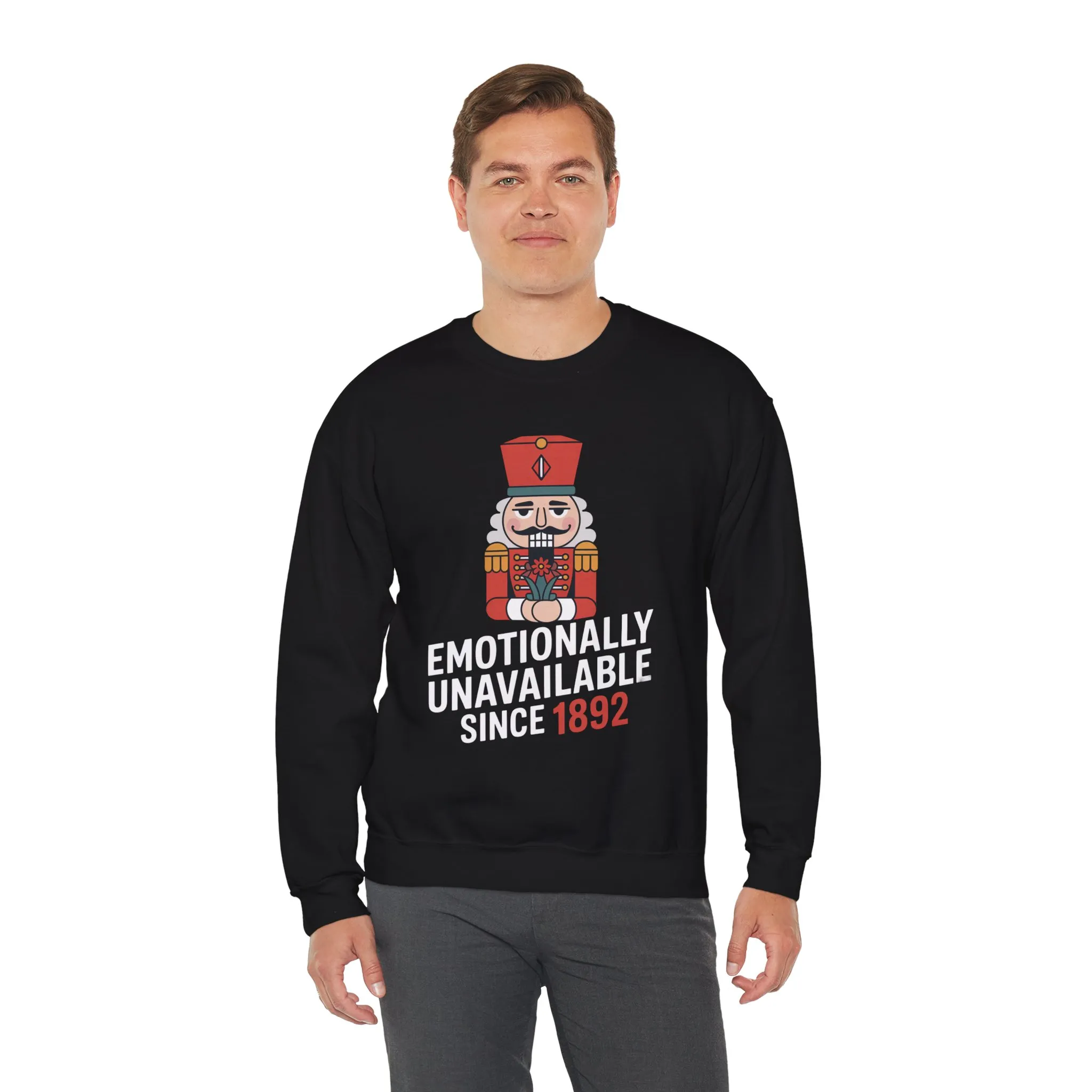 Emotionally Unavailable Since 1892 Men's Sweatshirt, Funny Nutcracker Christmas Sweater, Holiday Gift for Him - Image 6