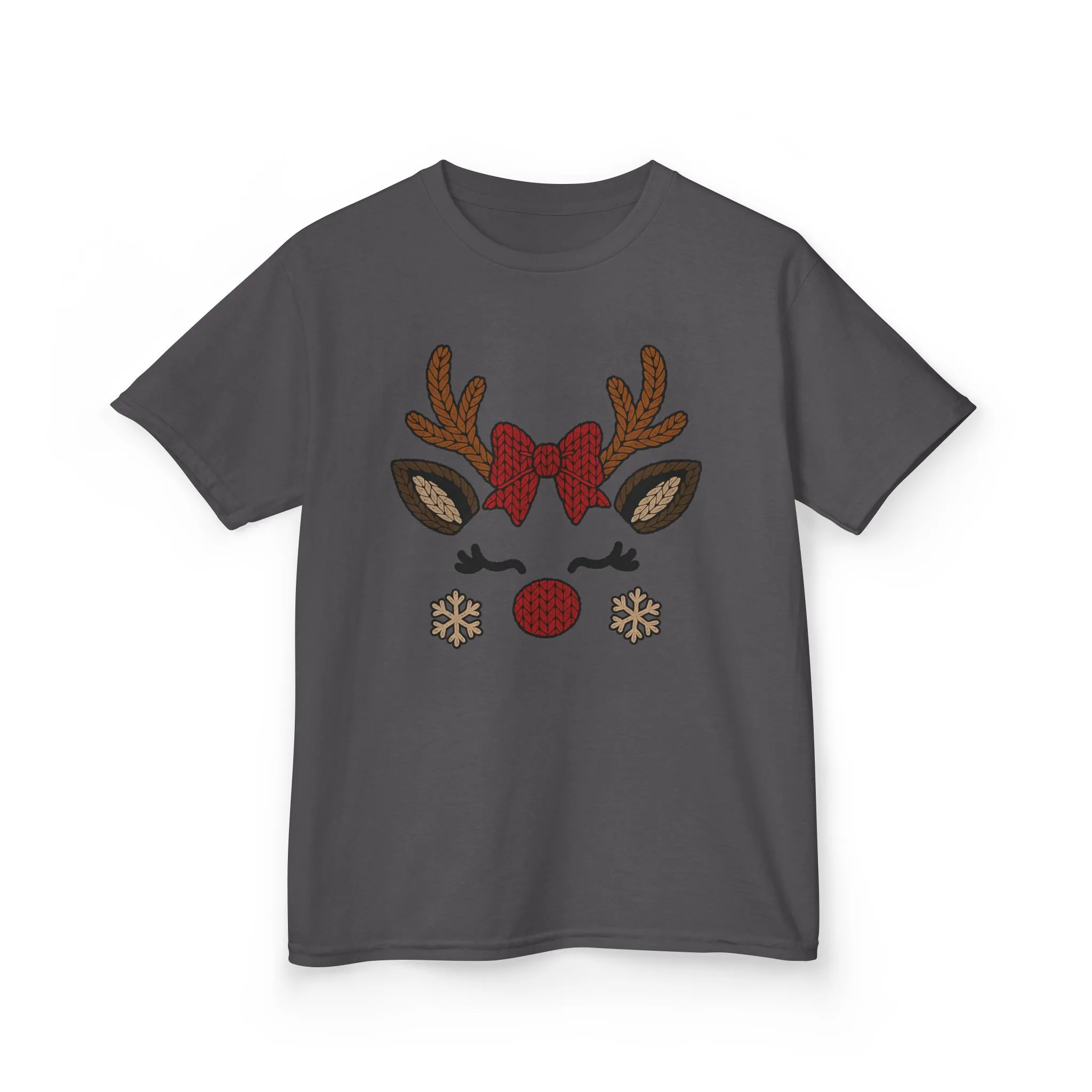 Girls Reindeer Face Christmas T-Shirt, Cute Holiday Tee, Mother-Daughter Matching Outfit - Image 5
