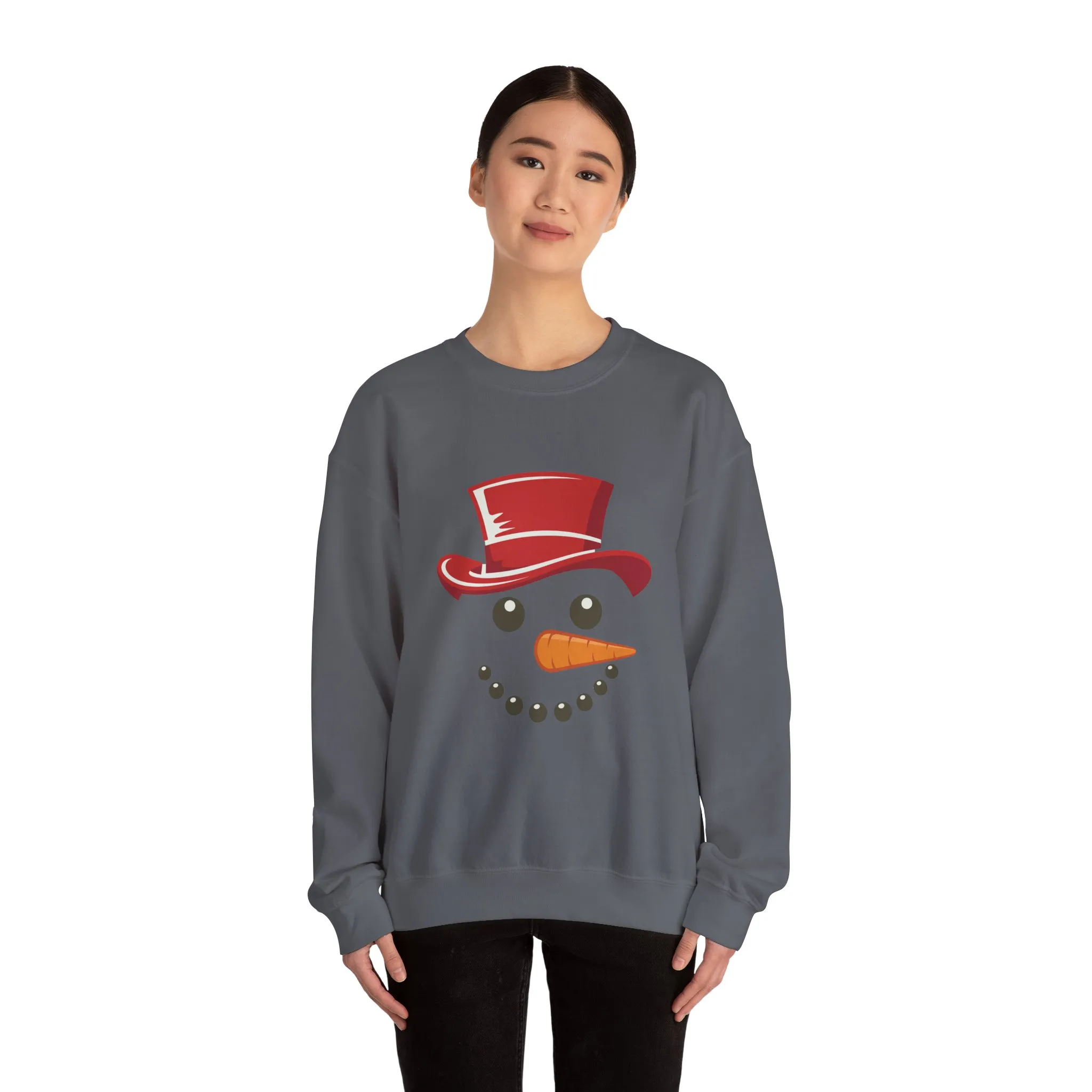 Snowman Face Christmas Sweatshirt, Cute Minimalist Holiday Crewneck, Red Hat Snowman Design, Unisex Winter Gift, Unisex Crewneck Sweatshirt - Image 17
